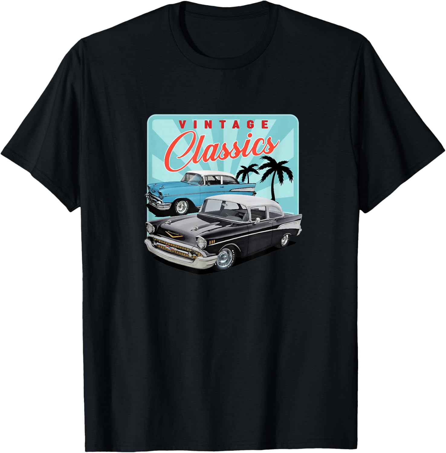 55 56 57 Chevys Truck bel air vintage cars T-Shirt - T-Shirt | Black