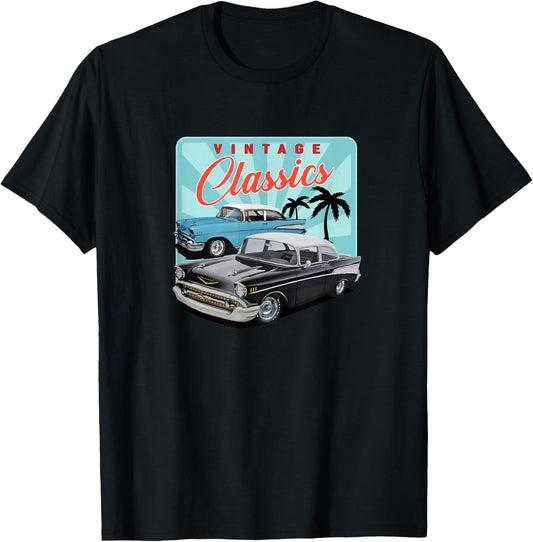 55 56 57 Chevys Truck bel air vintage cars T-Shirt - T-Shirt | Black