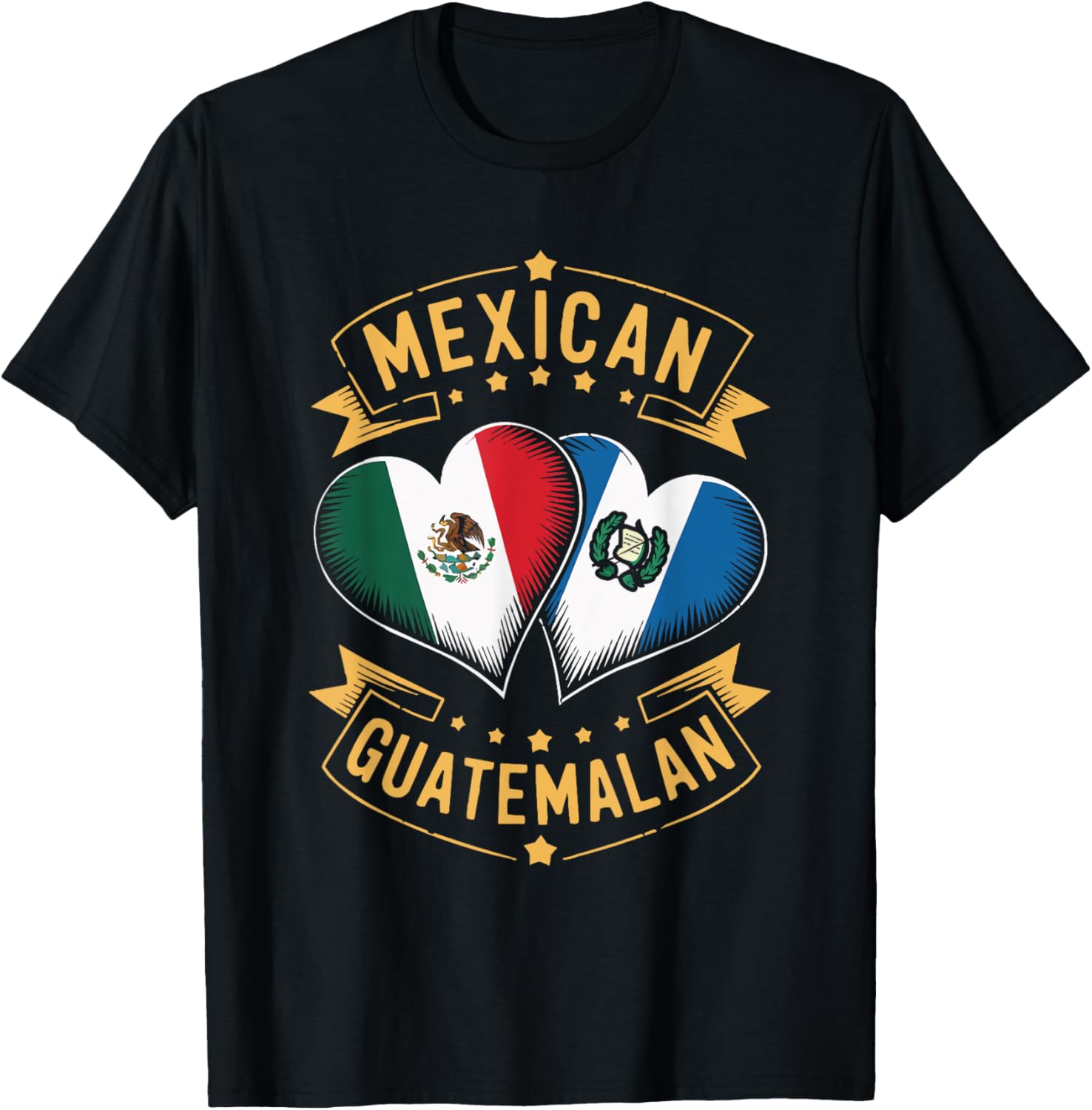 Half Mexican Half Guatemalan Guatemala Flag Mexico T-Shirt - T-Shirt | Black
