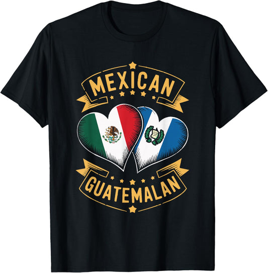 Half Mexican Half Guatemalan Guatemala Flag Mexico T-Shirt - T-Shirt | Black