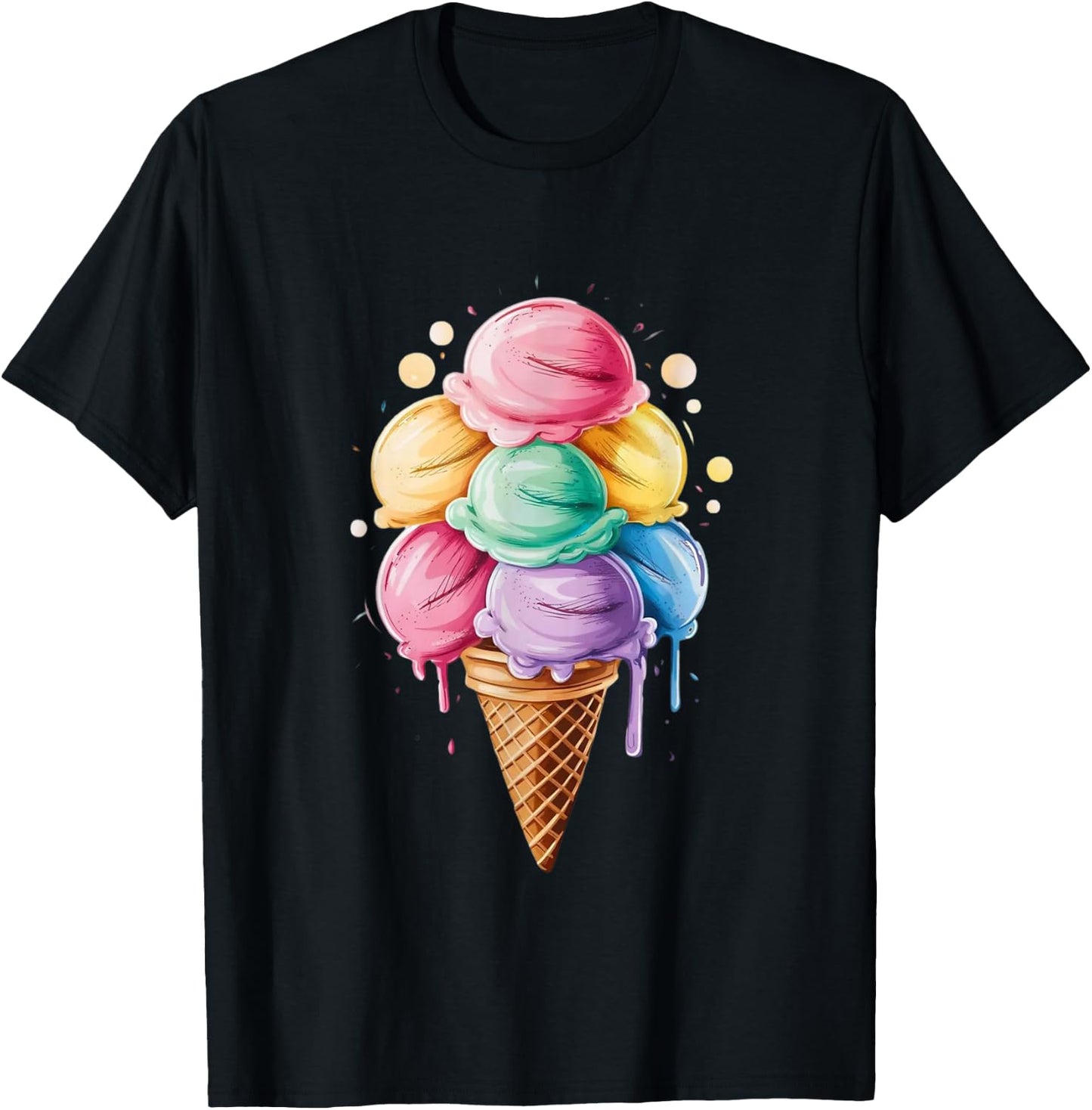 Ice Cream Gift Girls & Women - Ice Cream Cone T-Shirt - T-Shirt | Black