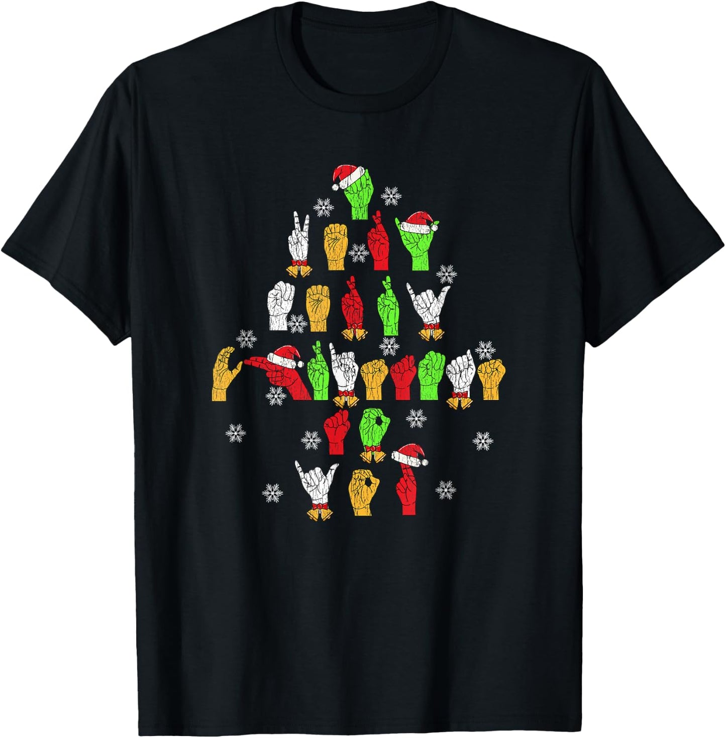 Funny Asl Christmas American Sign Language T-Shirt - T-Shirt | Black