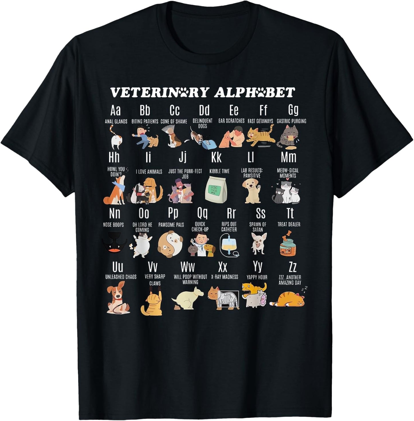 Veterinary Medicine Alphabet Vet Nurse Student School T-Shirt - T-Shirt | Black