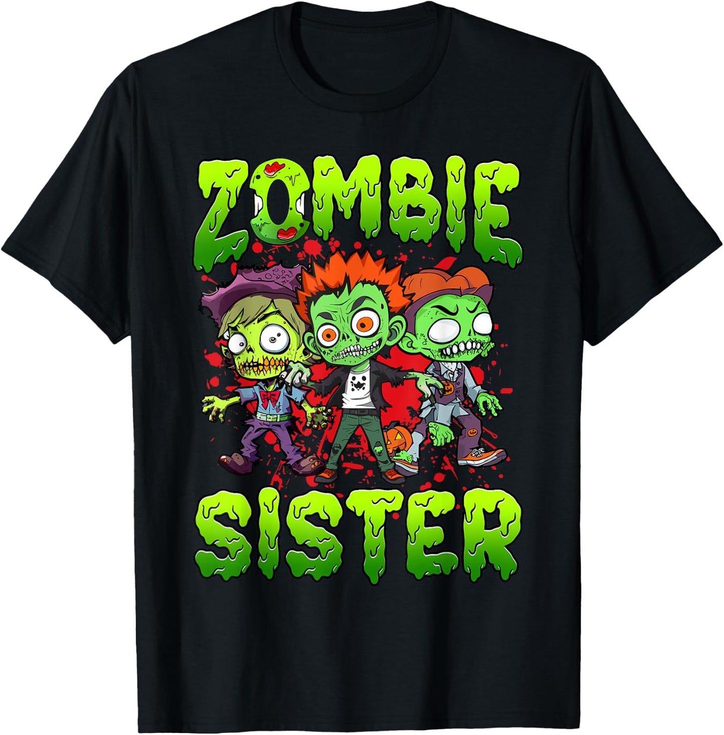 Zombie Sister Halloween Costume Family Matching T-Shirt - T-Shirt | Black