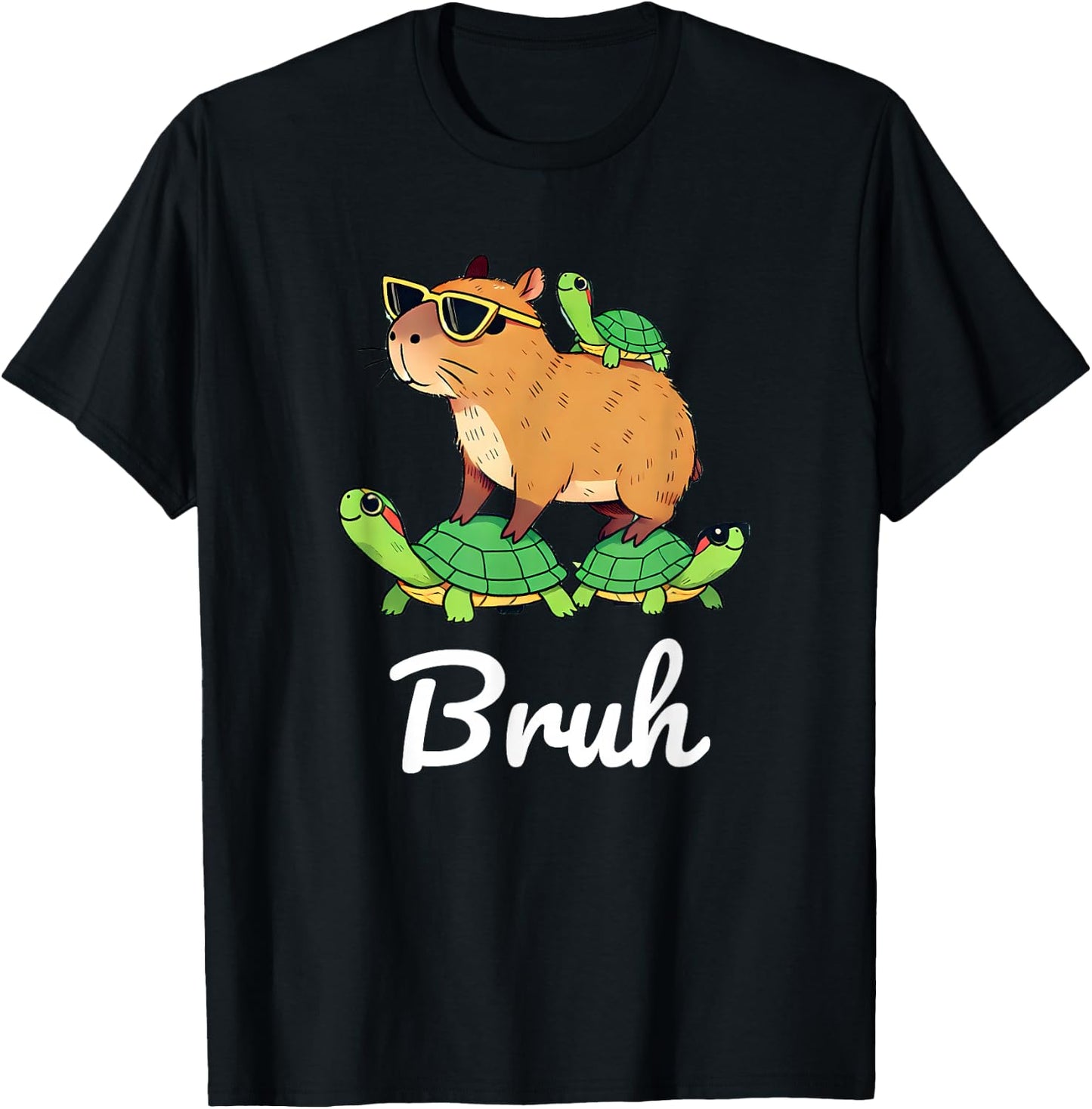 Bruh Capybara Capybaras meme Retro Lover Gifts Rodent Funny T-Shirt - T-Shirt | Black