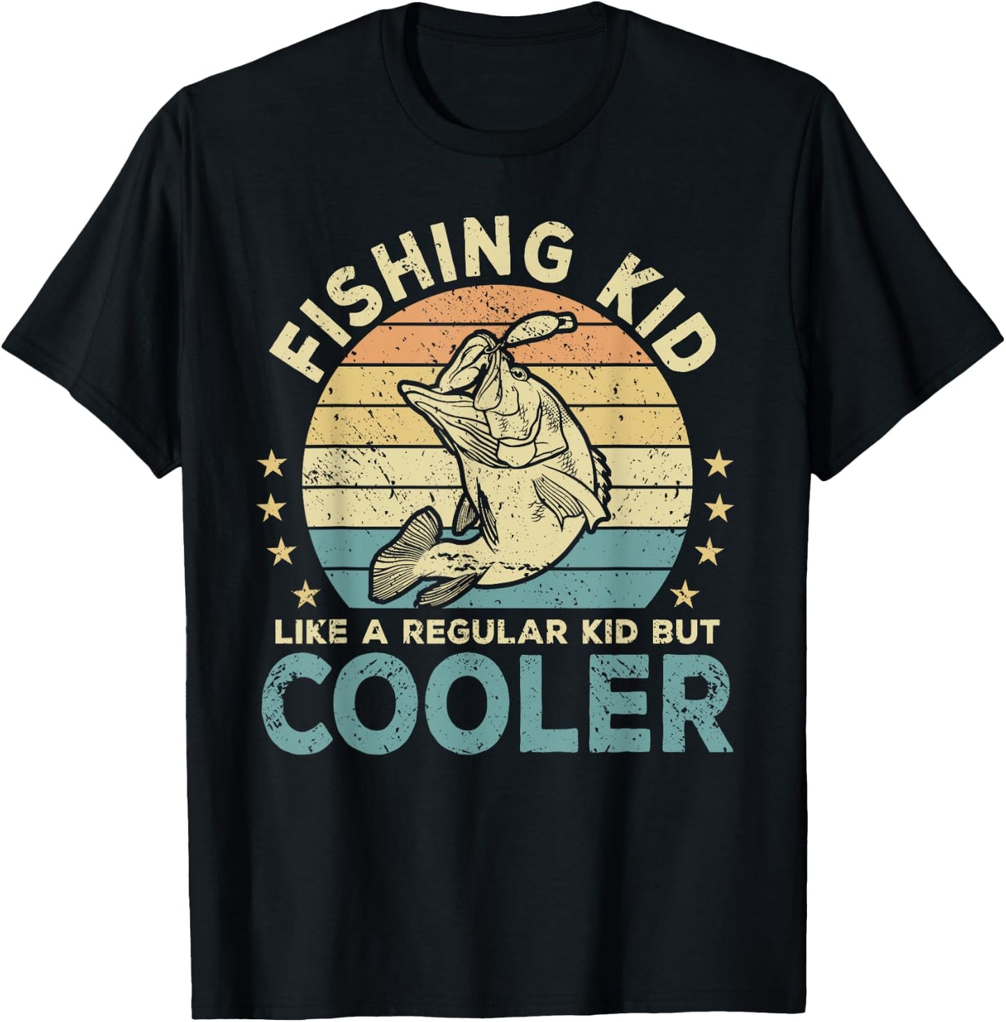 Fishing Kid Fish Funny Fisherman T-Shirt - T-Shirt | Black