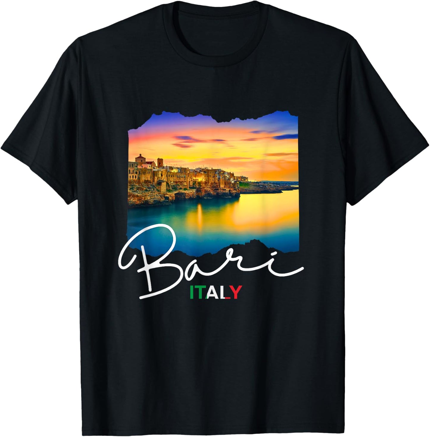 Italy Bari Souvenir / Sunset in Bari Italy T-Shirt - T-Shirt | Black