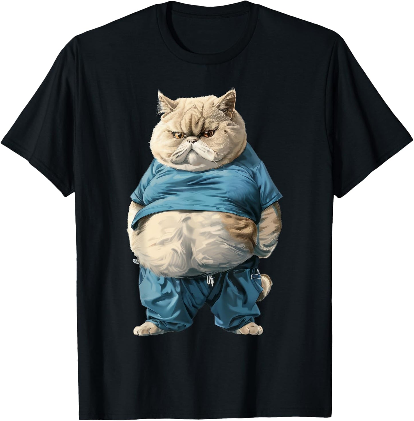 Nourjoy Funny Fat Cat Art Design Fat Kitten Cat Lover , Small, Black T-Shirt - T-Shirt | Black