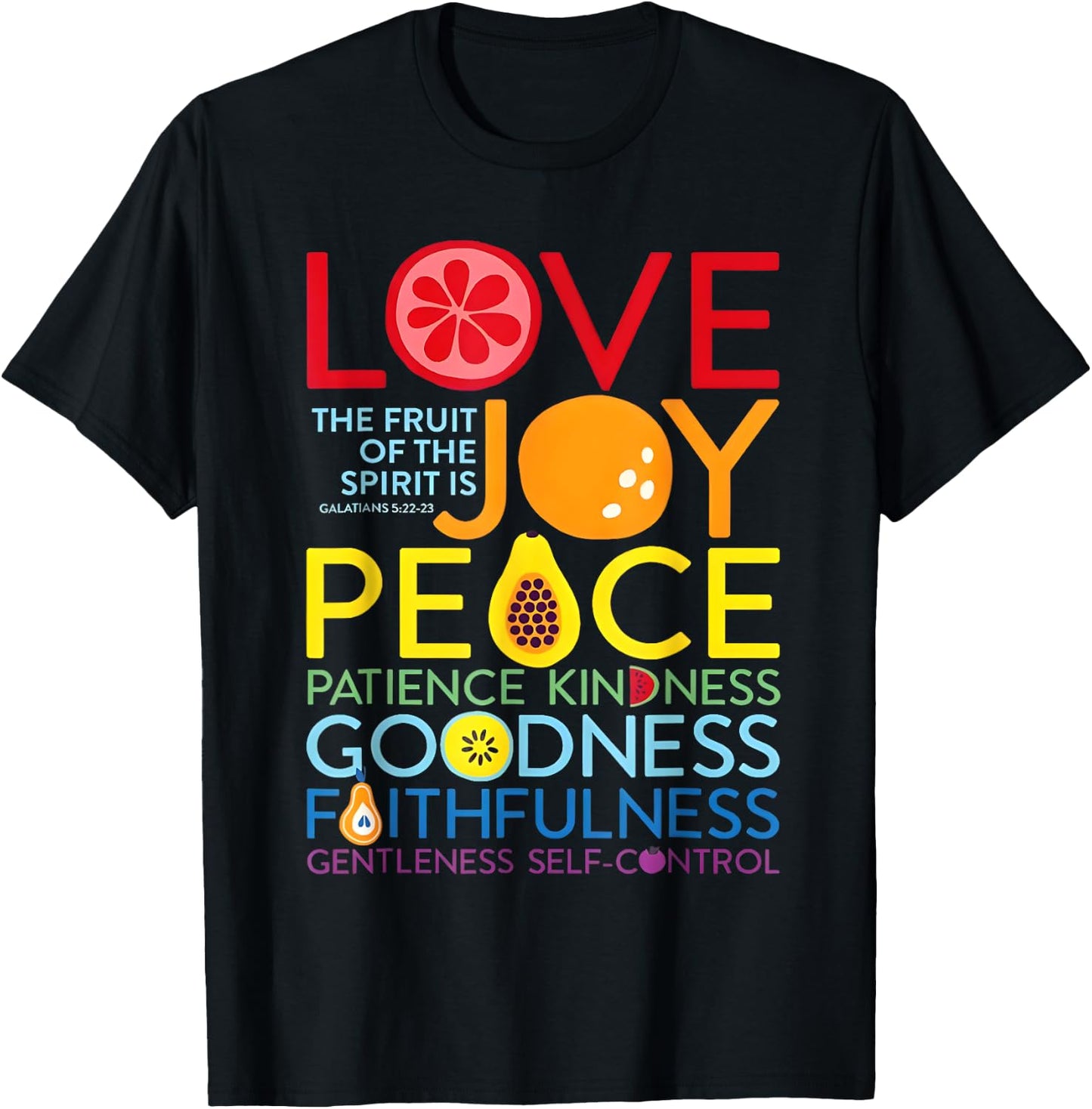 Christian Bible Verse Fruit Of The Spirit Galatians 5:22 God T-Shirt - T-Shirt | Black