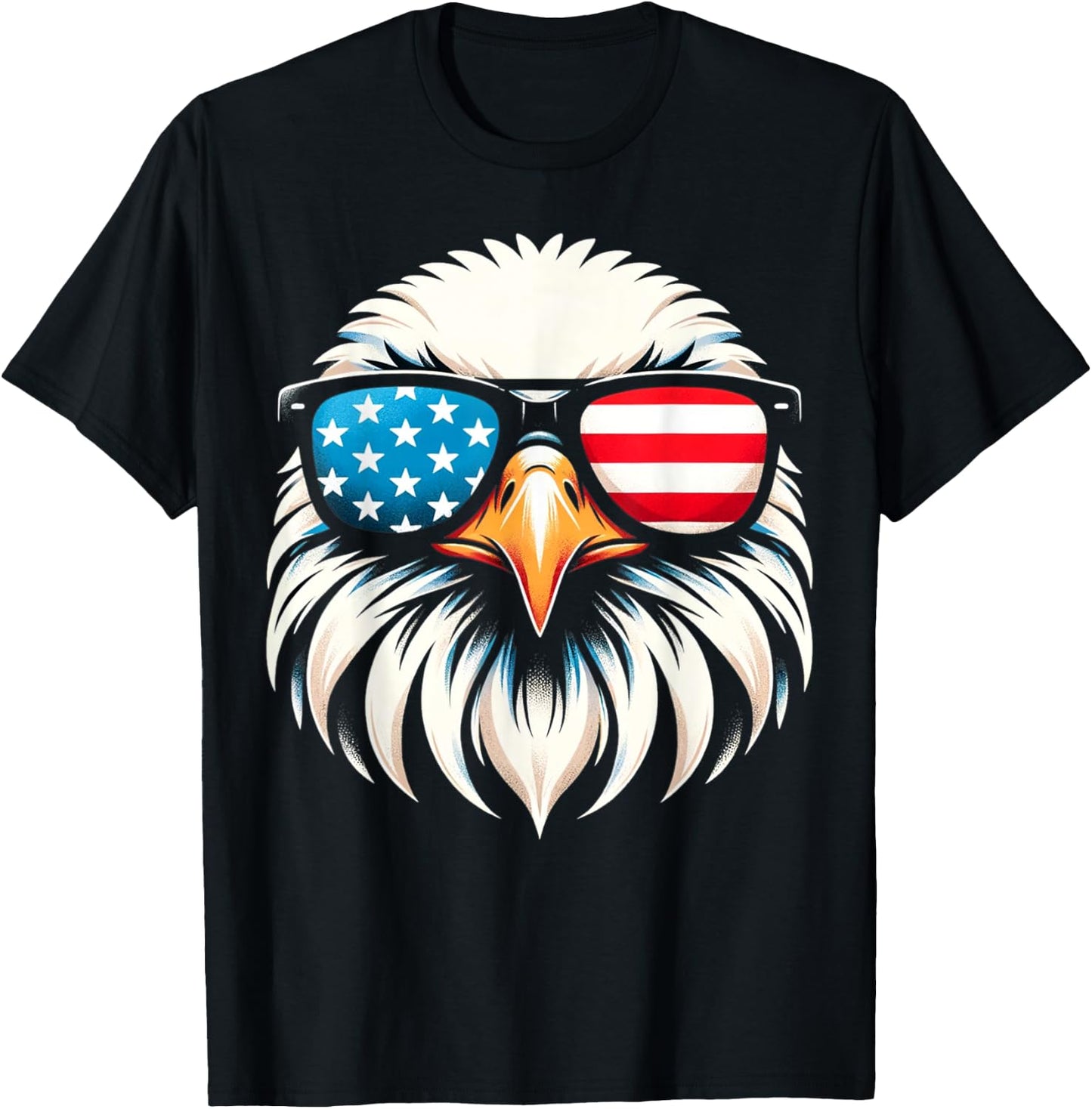 Patriotic Eagle Red White Blue USA Flag Eagle 4th of July T-Shirt - T-Shirt | Black
