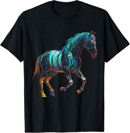 Horse artwork, animal horse T-Shirt - T-Shirt | Black