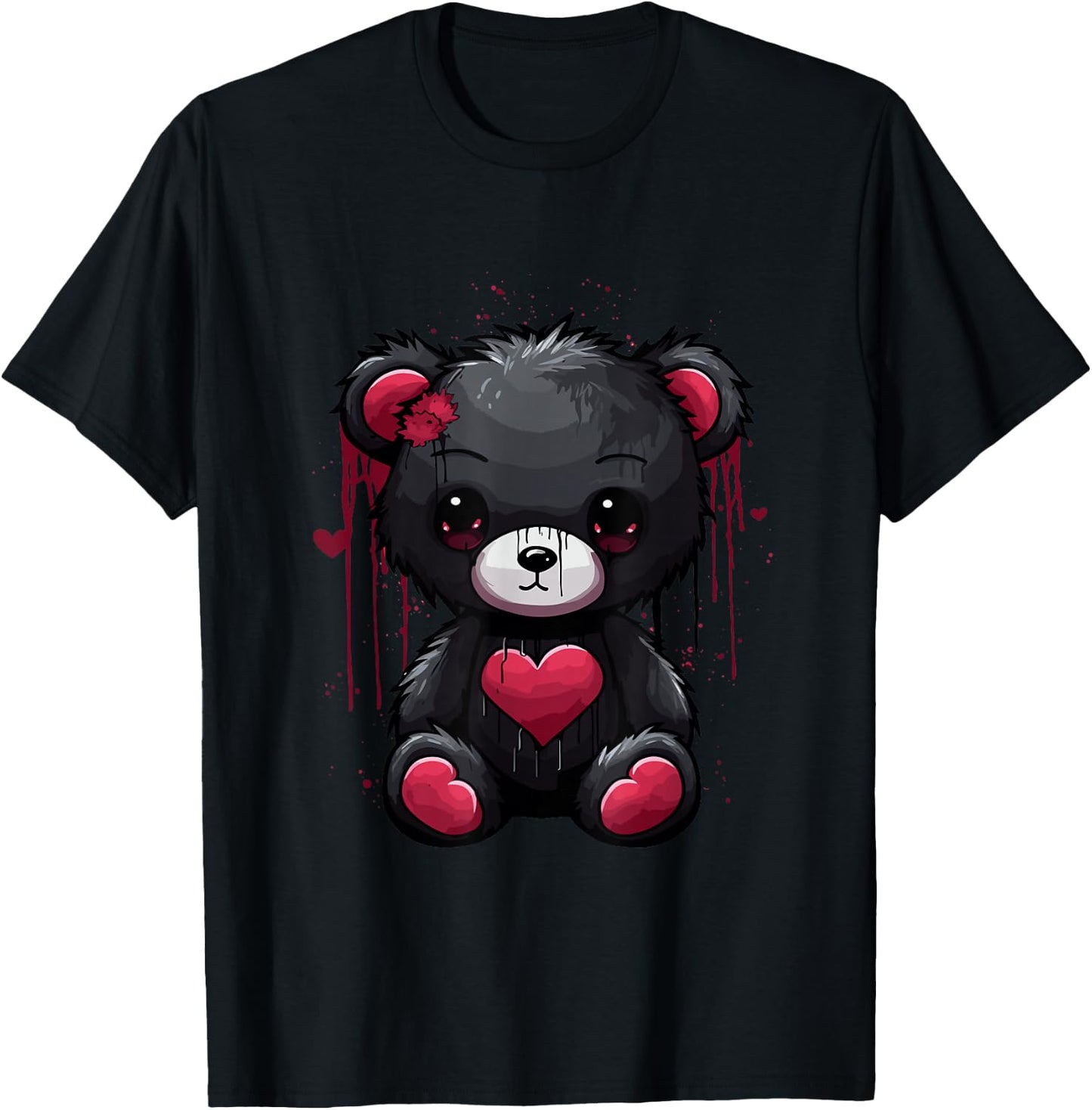 Emo Teddy Bear Goth Bear Creepy Teddy Bear T-Shirt - T-Shirt | Black