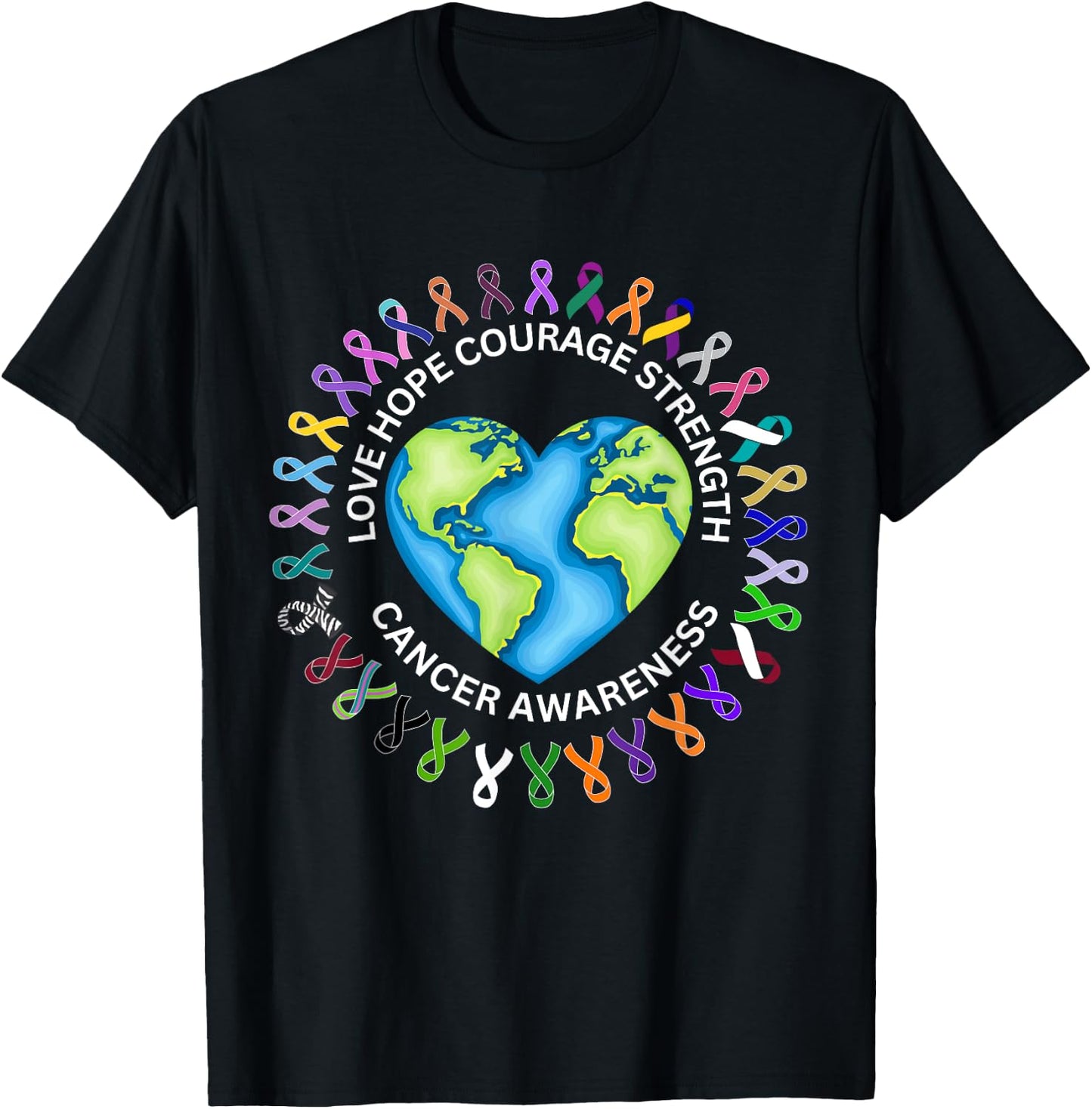 All Cancer Matters Survivors Awareness Fight Ribbon Support T-Shirt - T-Shirt | Black