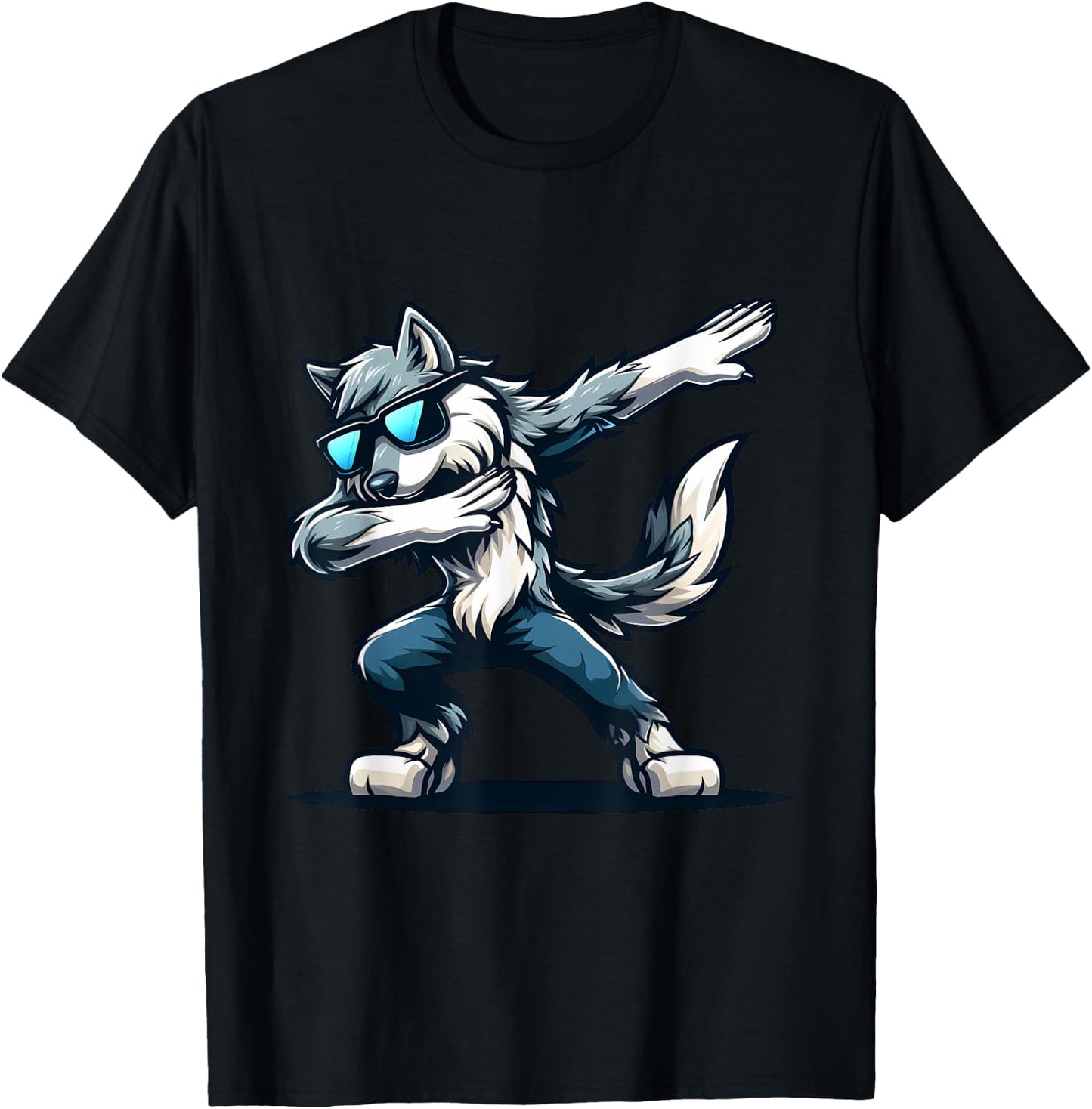 Funny Dab Timber Wolf Dancing Dabbing Wolf T-Shirt - T-Shirt | Black