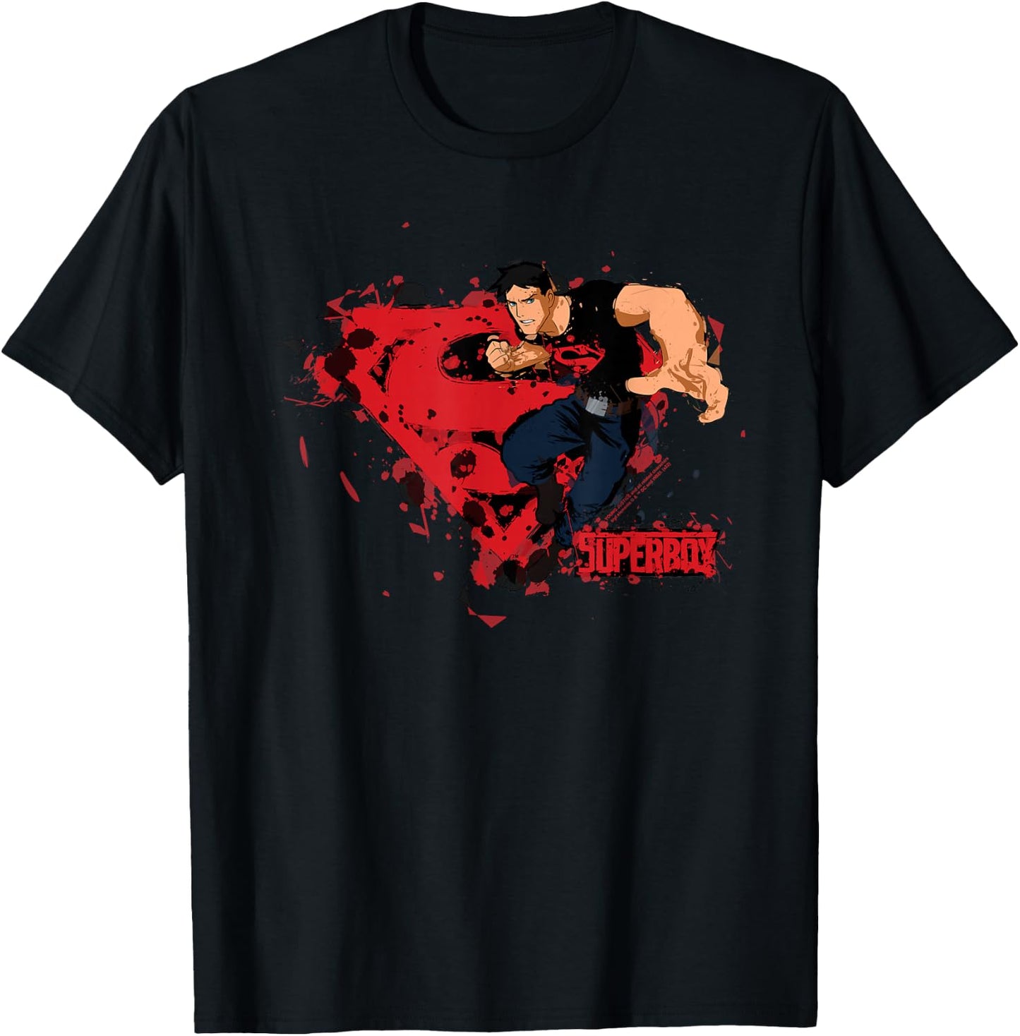 Young Justice Superboy Super Splatter Logo T-Shirt - T-Shirt | Black