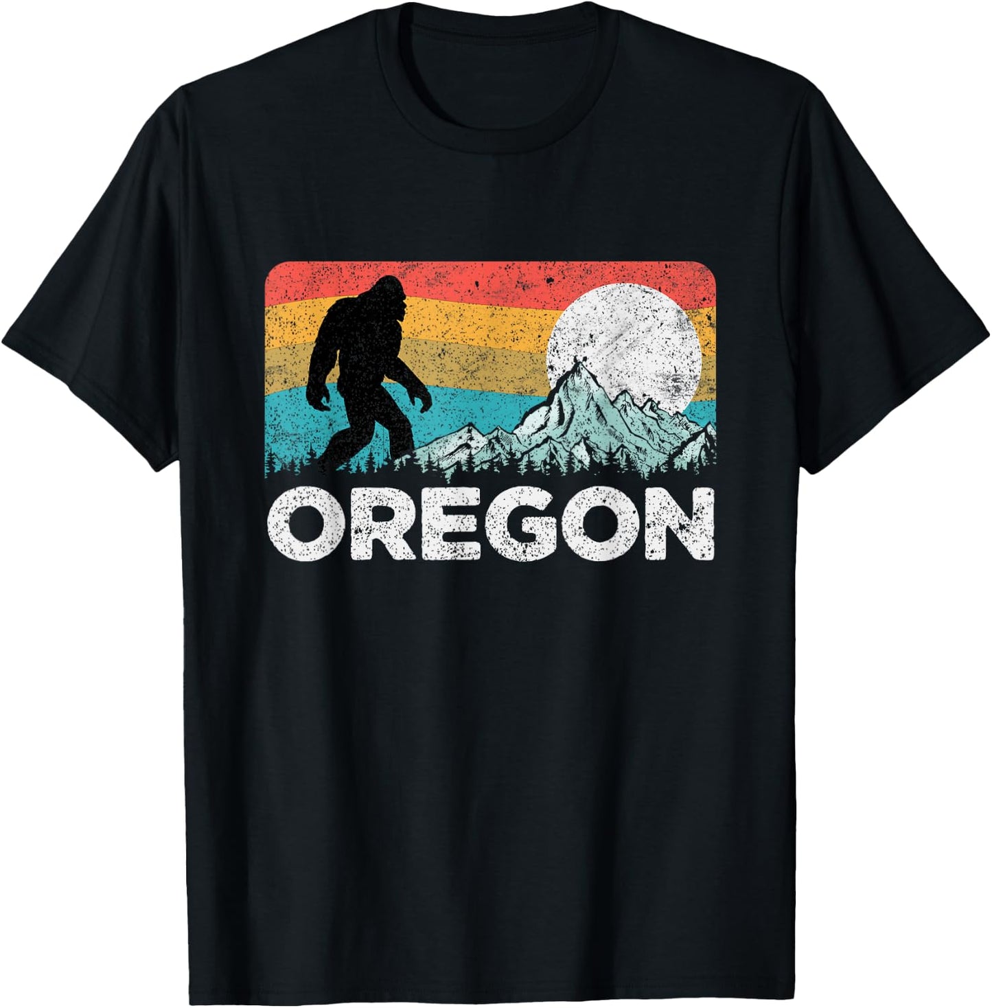 Oregon Pride Bigfoot Mountains 80's Vintage Nature Oregon T-Shirt - T-Shirt | Black