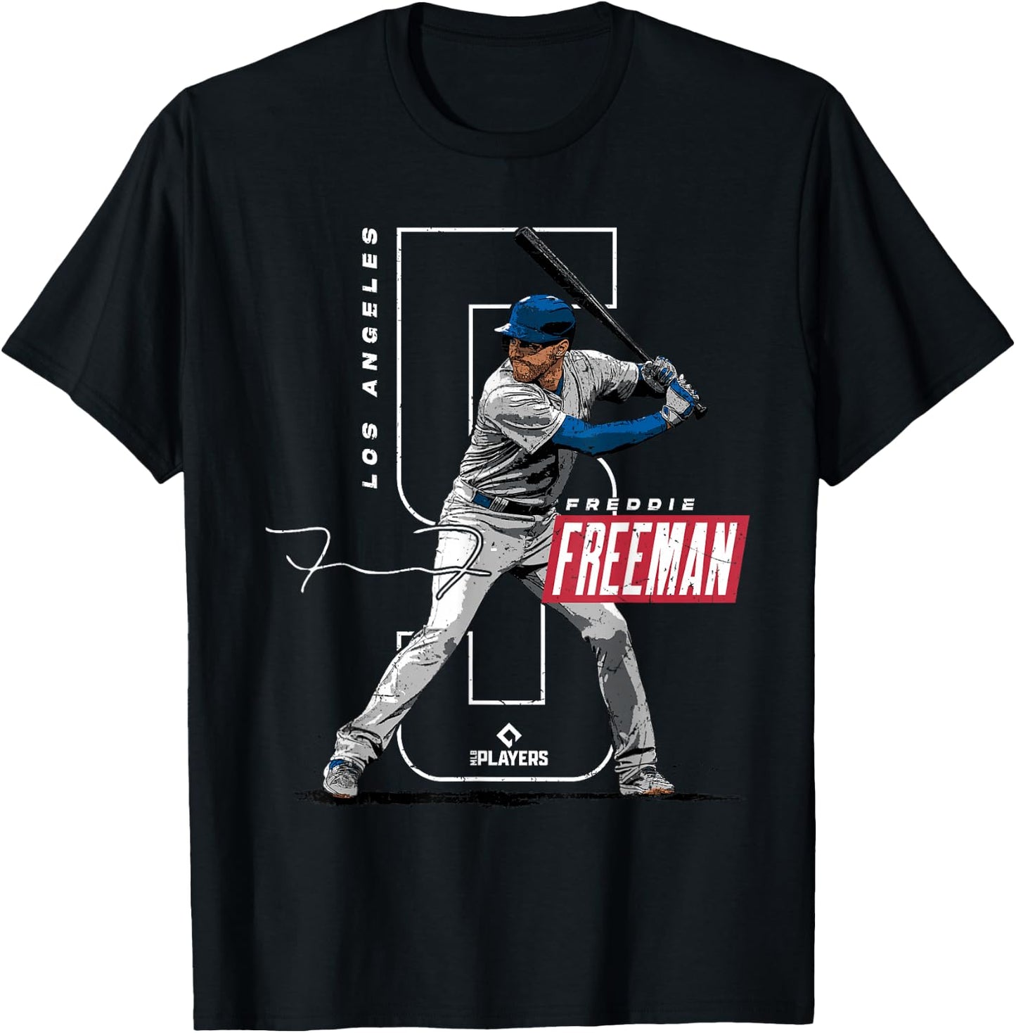 License Champs Freddie Freeman | Los Angeles Baseball Players | MLBFRE3002 , Small, Blue T-Shirt - T-Shirt | Black