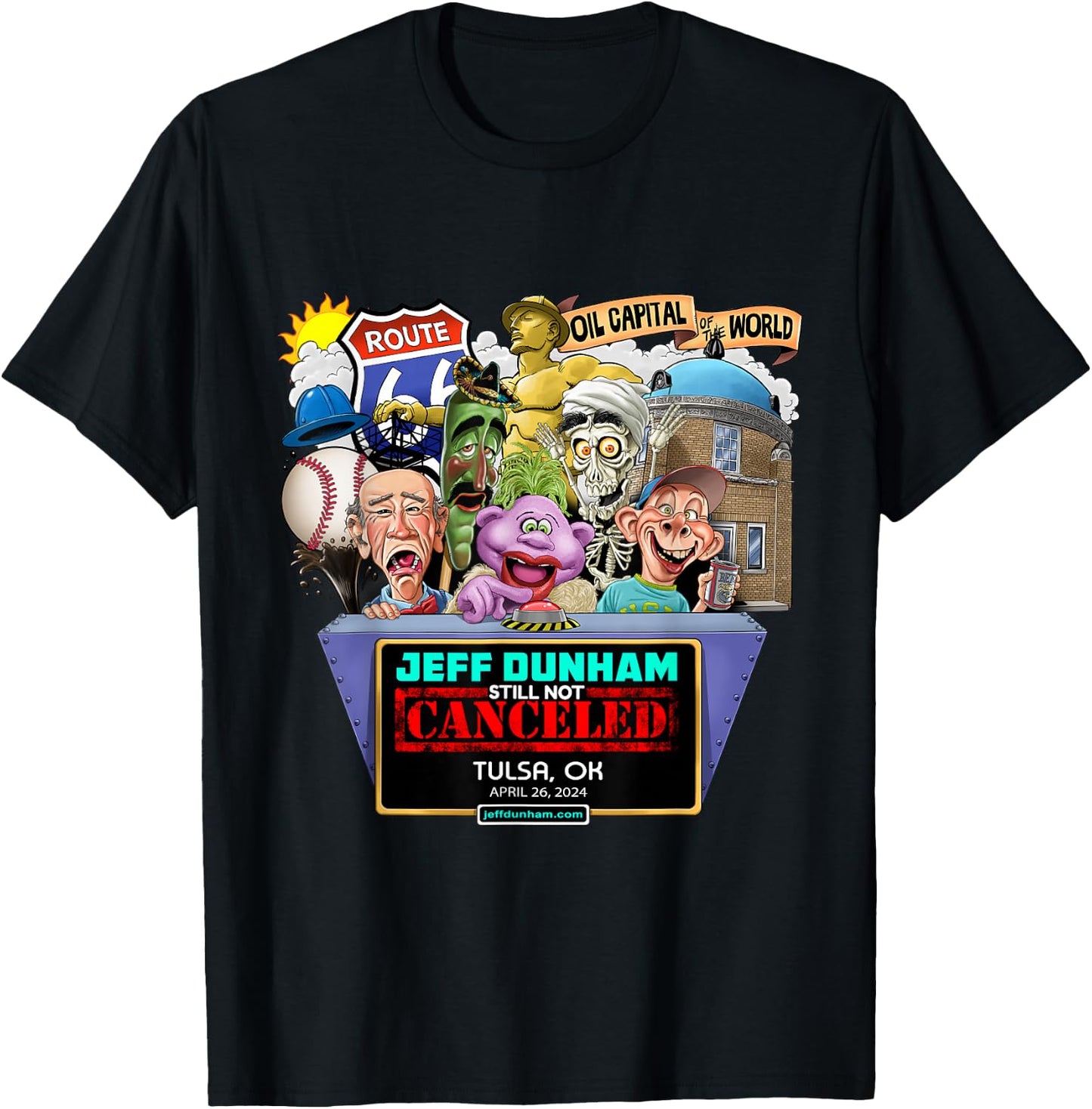 Jeff Dunham Tulsa, OK (2024) T-Shirt - T-Shirt | Black