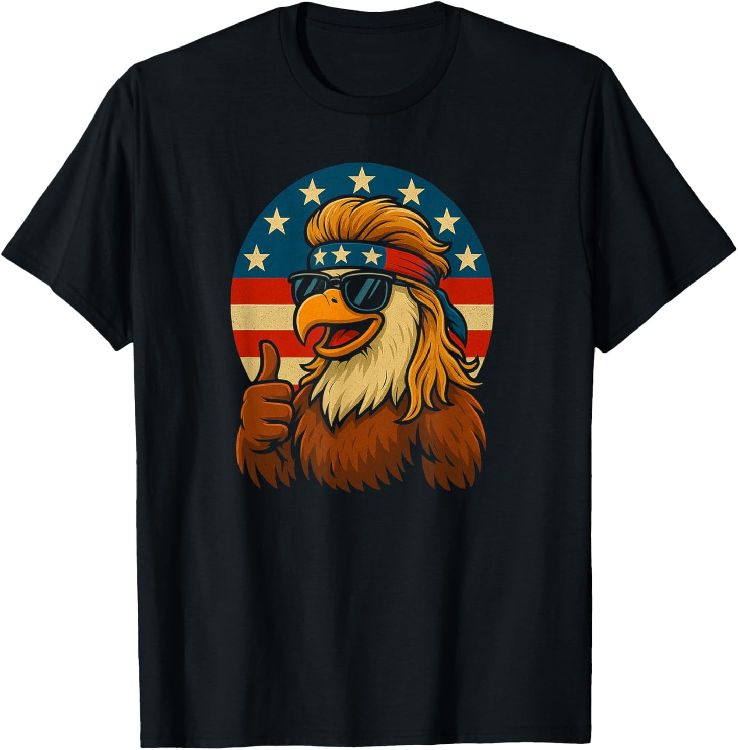Patriotic Bald Eagle Mullet USA MERICA T-Shirt - T-Shirt | Black