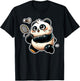 Funny Panda Playing Badminton Cute Sporty Exercise T-Shirt - T-Shirt | Black