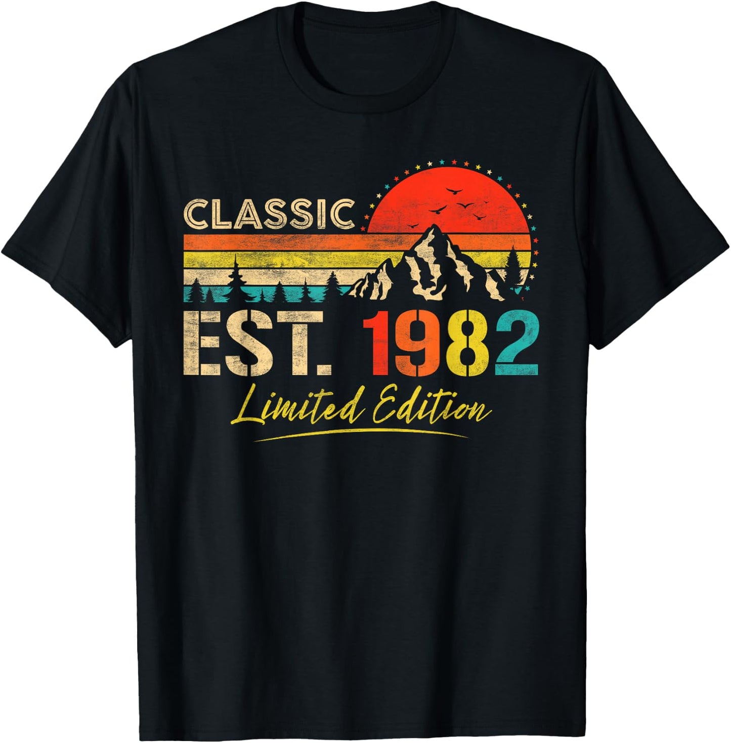 Classic Est 1982 Limited Edition Men Women Vintage Birthday T-Shirt - T-Shirt | Black