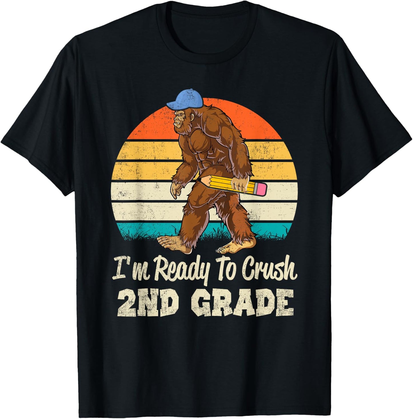 2nd Grade Bigfoot Sasquatch First Day Of School Second Grade T-Shirt - T-Shirt | Black