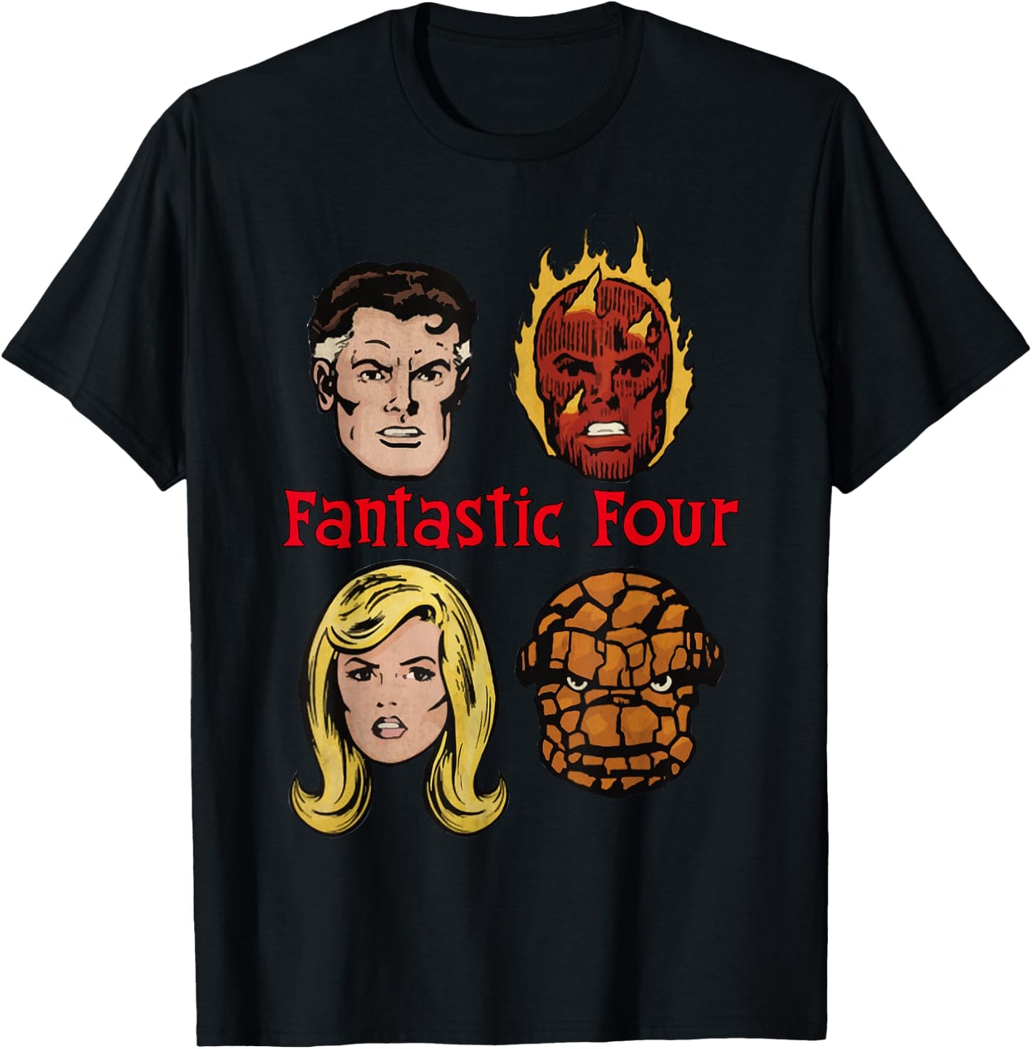 Marvel Fantastic Four Group Shot Comic Themed Poster T-Shirt - T-Shirt | Black