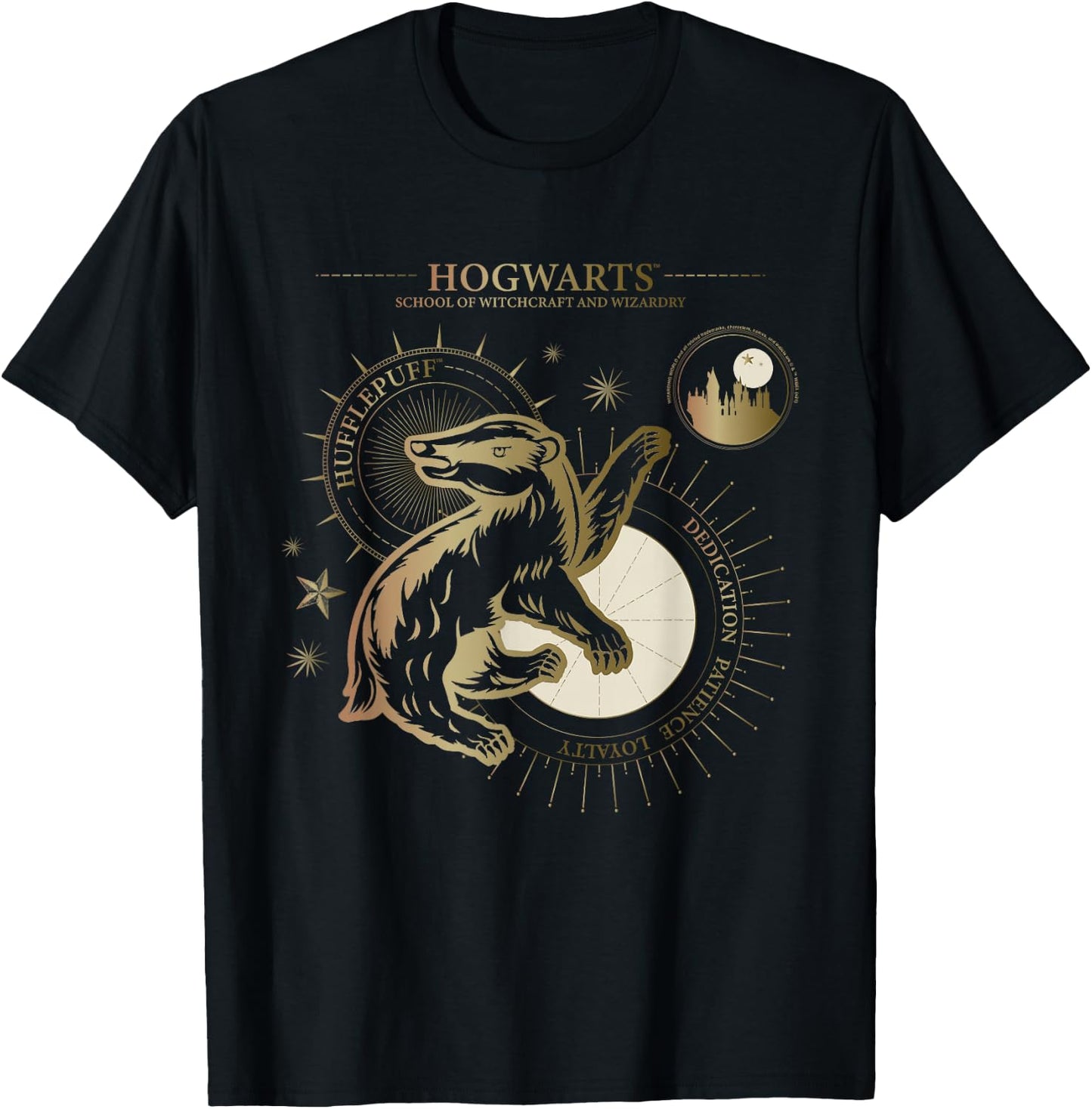 Harry Potter Dedication, Patience, Loyalty, Hufflepuff T-Shirt - T-Shirt | Black