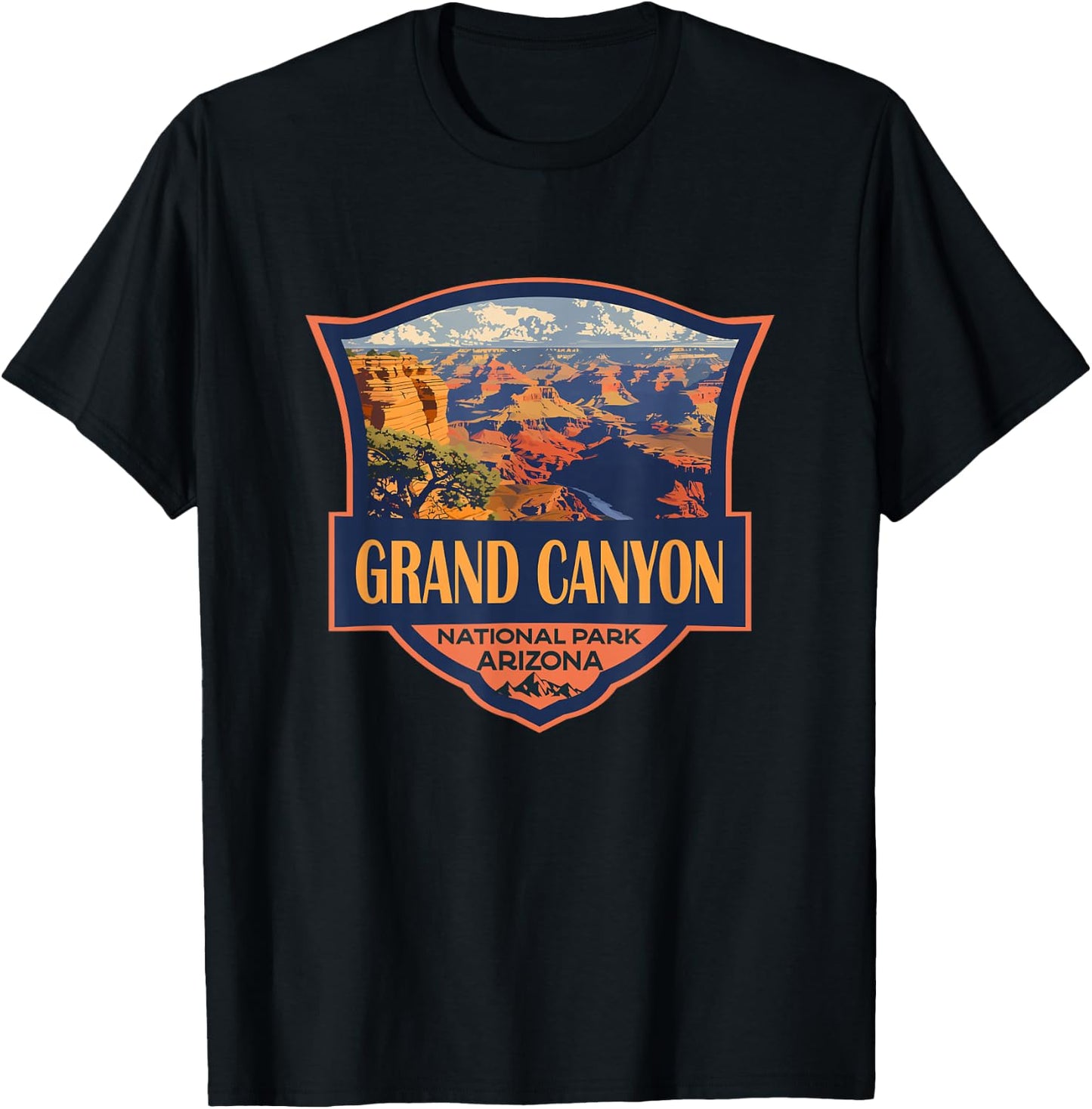 Grand Canyon National Park Illustration Retro Badge T-Shirt - T-Shirt | Black