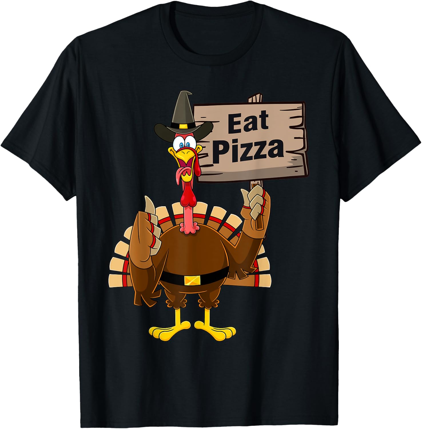 Turkey Eat Pizza Funny Thanksgiving Adult Vegan Kids Gifts T-Shirt - T-Shirt | Black
