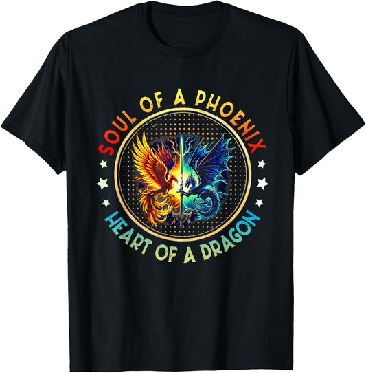 Soul Of Dragon Heart Of A Phoenix Women Kid T-Shirt - T-Shirt | Black
