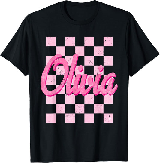 Retro Olivia Last Name Proud Personalized Vintage Groovy T-Shirt - T-Shirt | Black