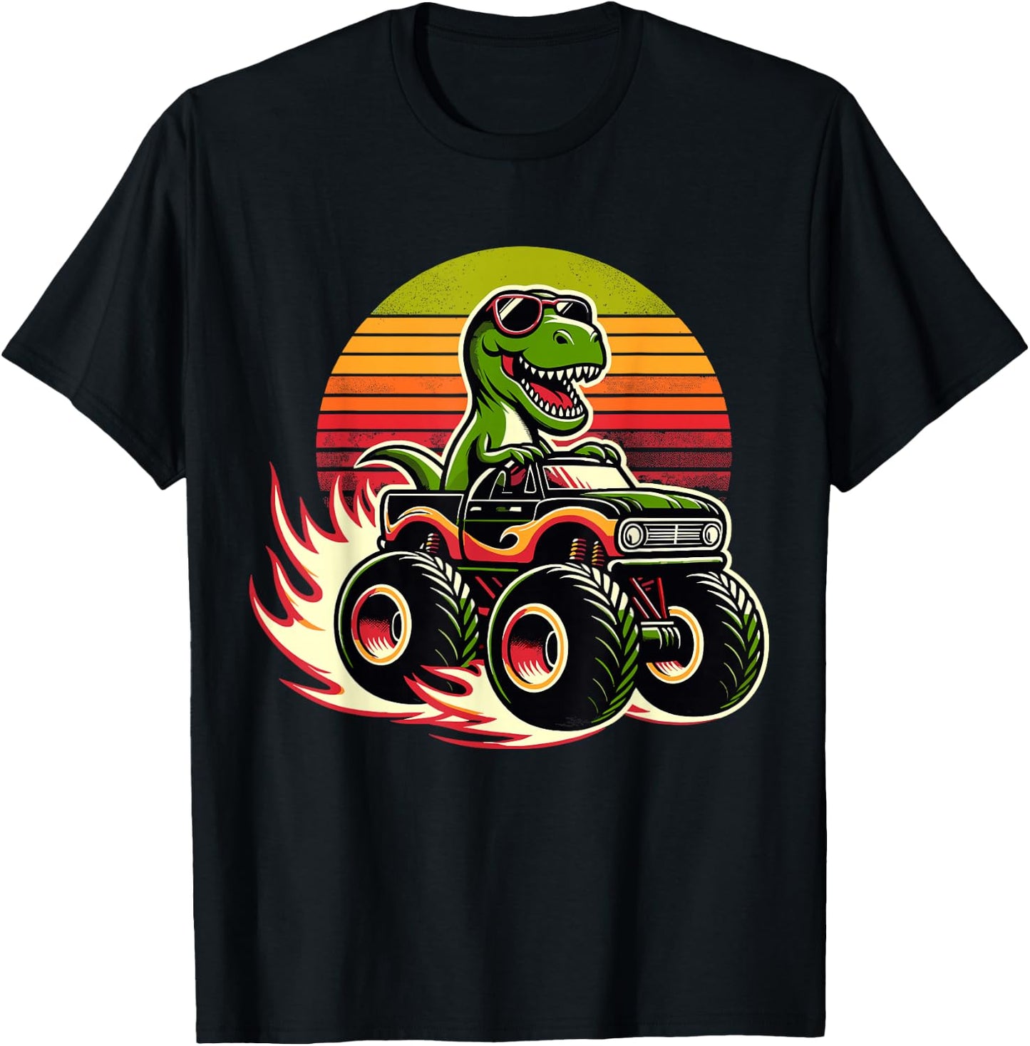 Dinosaur Sunglasses Retro Monster Truck T-Shirt - T-Shirt | Black