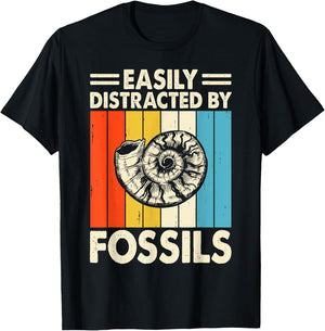 Easily Distracted by Fossils Funny Hunting Fossil T-Shirt - T-Shirt | Black