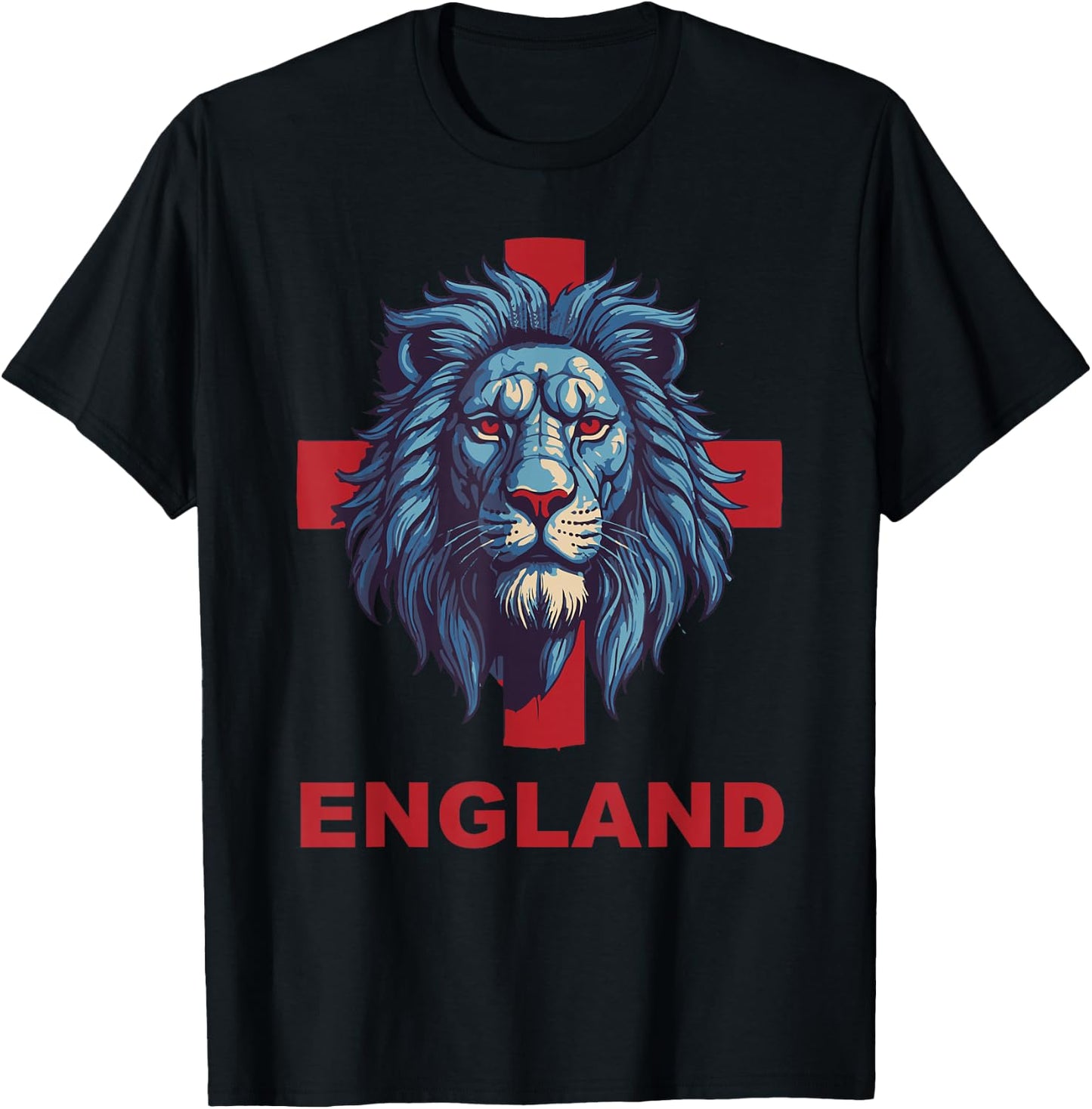 Lion Head Blue Outfit for English Apparel Lover the England T-Shirt - T-Shirt | Black