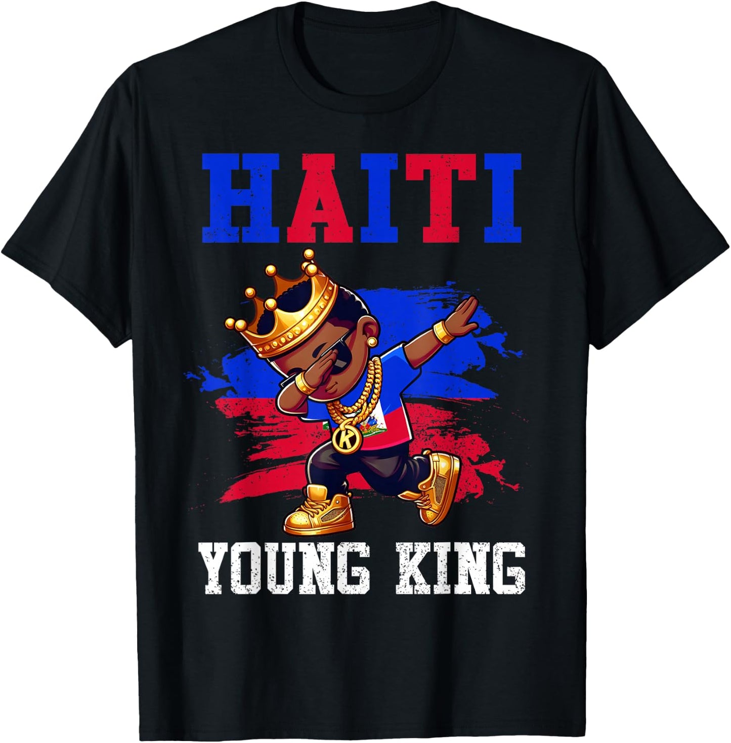 Haiti Young King Haitian Boy African Proud Haitian Flag T-Shirt - T-Shirt | Black