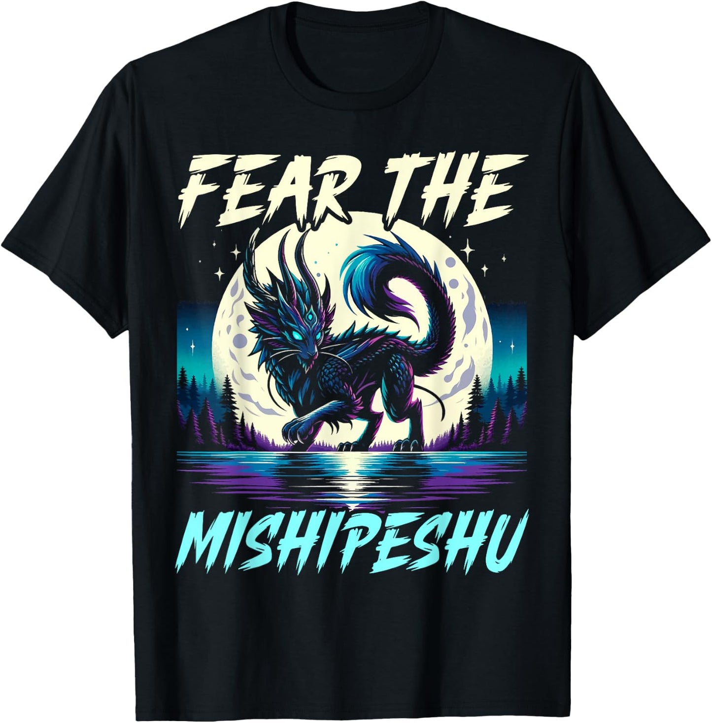 Mishipeshu Mythical Creature Cryptozoology Cryptid T-Shirt - T-Shirt | Black
