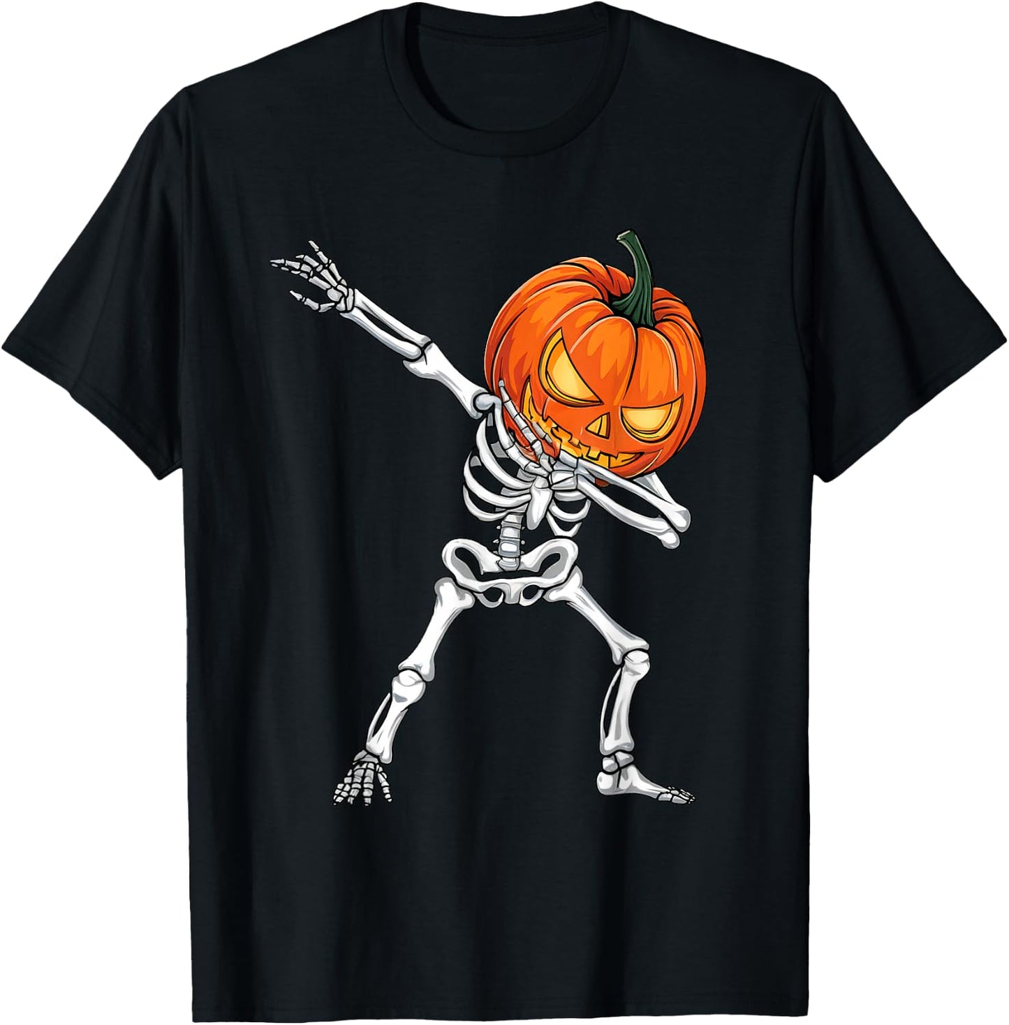 Dabbing Pumpkin Skeleton Halloween Dab Boys Teen Toddler Kid T-Shirt - T-Shirt | Black