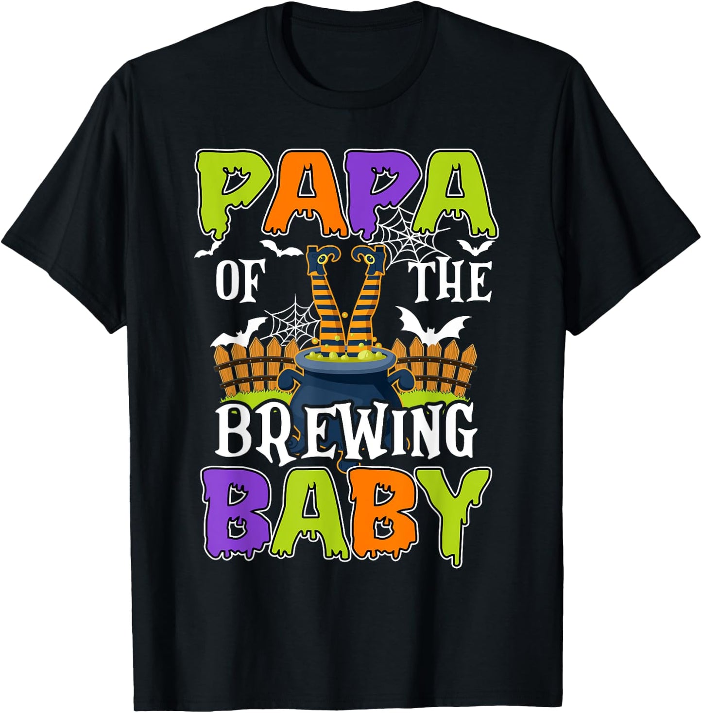 Papa Of The Brewing Baby Halloween Witch Baby Funny T-Shirt - T-Shirt | Black