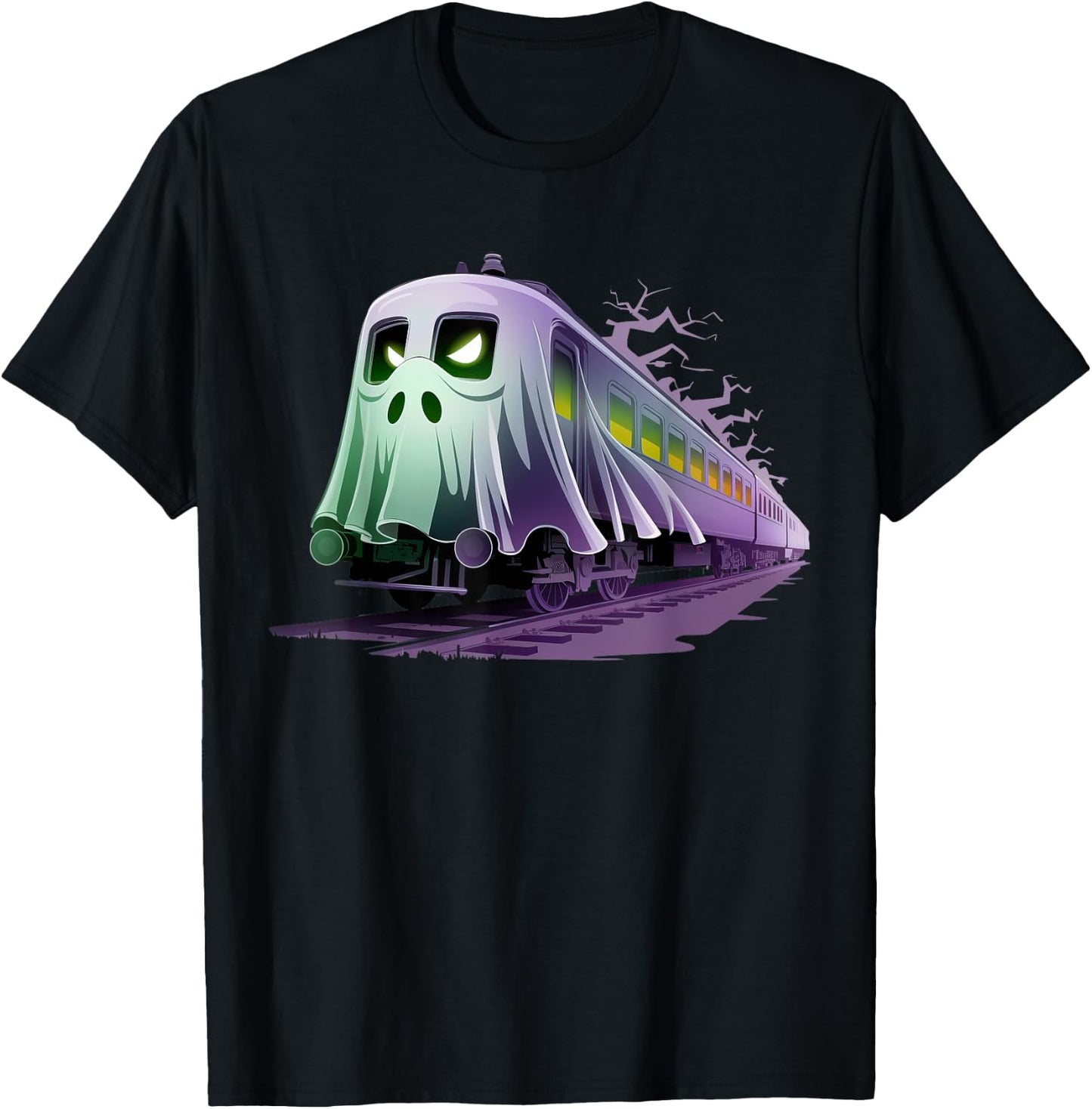 Scary Train Ghost Railroad Funny Halloween Boys Kids T-Shirt - T-Shirt | Black