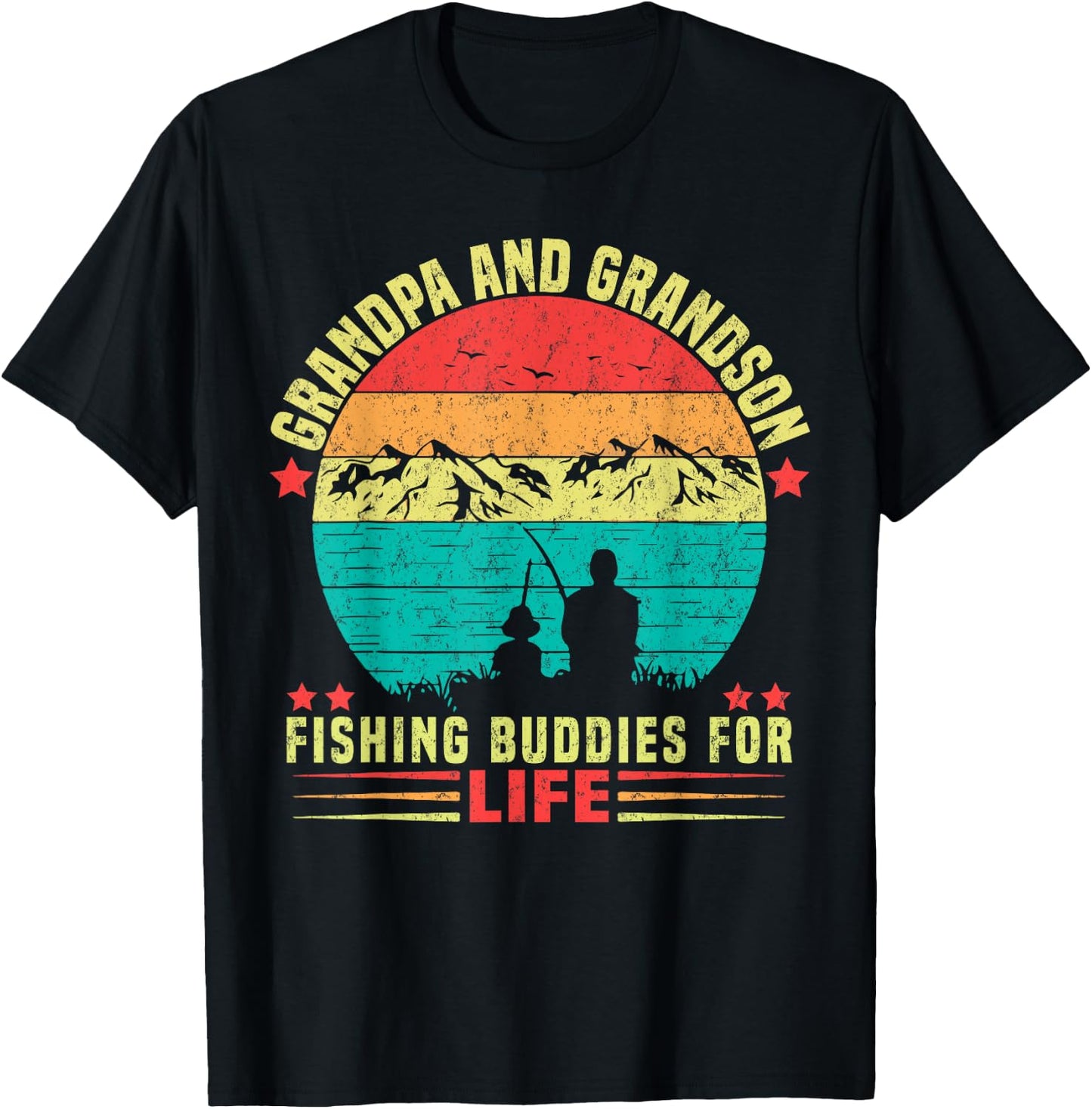 Grandpa And Grandson Fishing Buddies For Life T-Shirt - T-Shirt | Black