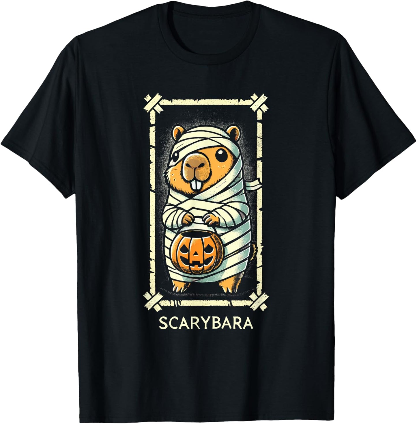Cute Capybara Mummy Trick or Treat Halloween Funny Capybara T-Shirt - T-Shirt | Black