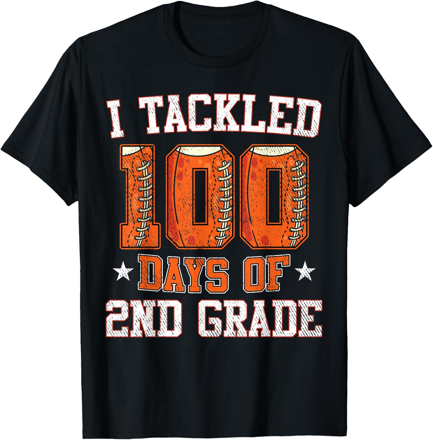 I Tackled 100 Days Of 2nd Grade Football 100 Days Of School T-Shirt - T-Shirt | Black