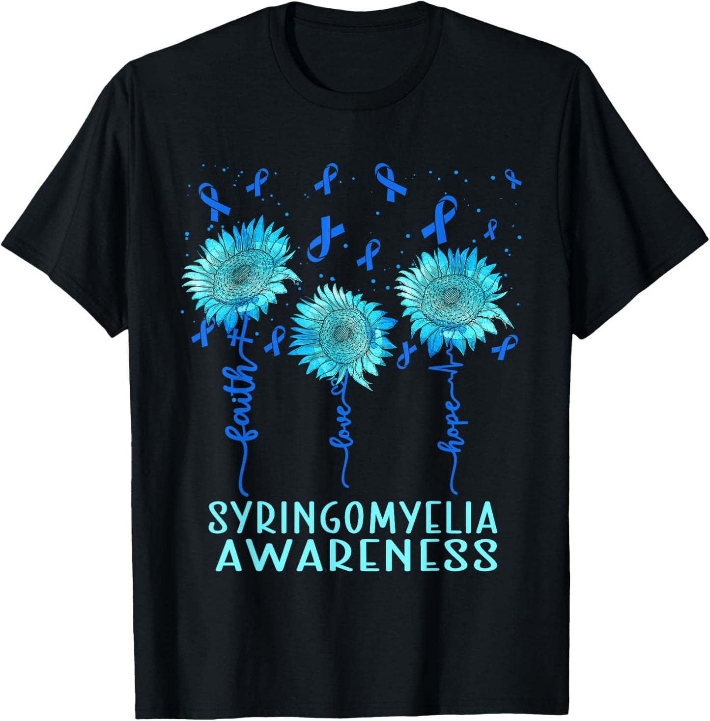 Syringomyelia Awareness, Faith love hope T-Shirt - T-Shirt | Black