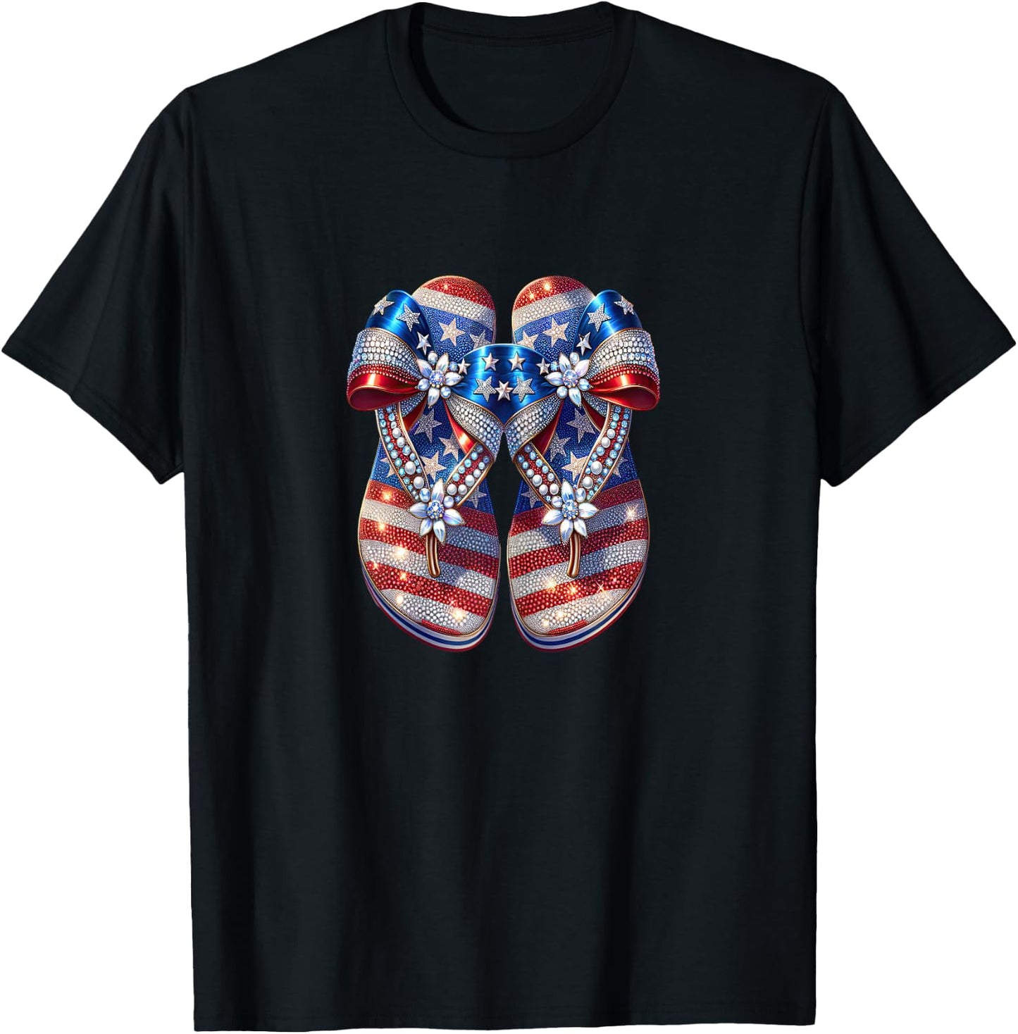 Patriotic USA Pride Red White Blue American Flag Design T-Shirt - T-Shirt | Black