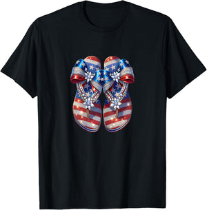 Patriotic USA Pride Red White Blue American Flag Design T-Shirt - T-Shirt | Black