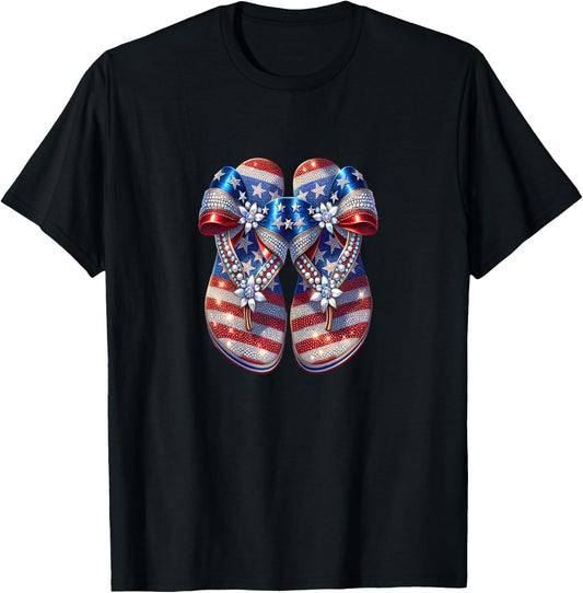 Patriotic USA Pride Red White Blue American Flag Design T-Shirt - T-Shirt | Black