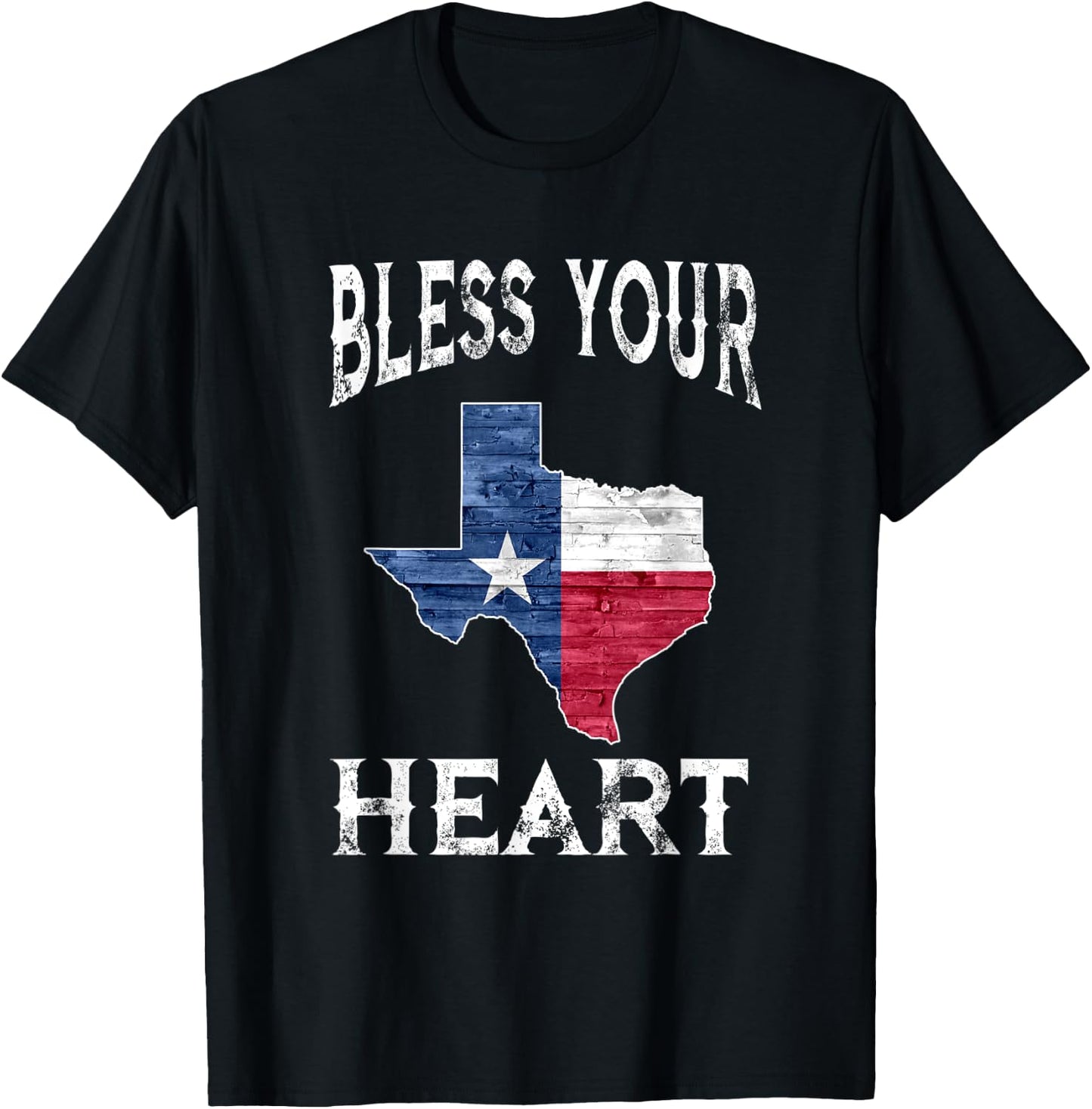 Bless Your Heart Southern Slang Texas State Flag T-Shirt - T-Shirt | Black
