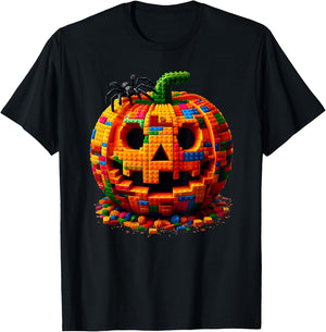 Halloween Master Builder Pumpkin Kids Building Blocks Bricks T-Shirt - T-Shirt | Black
