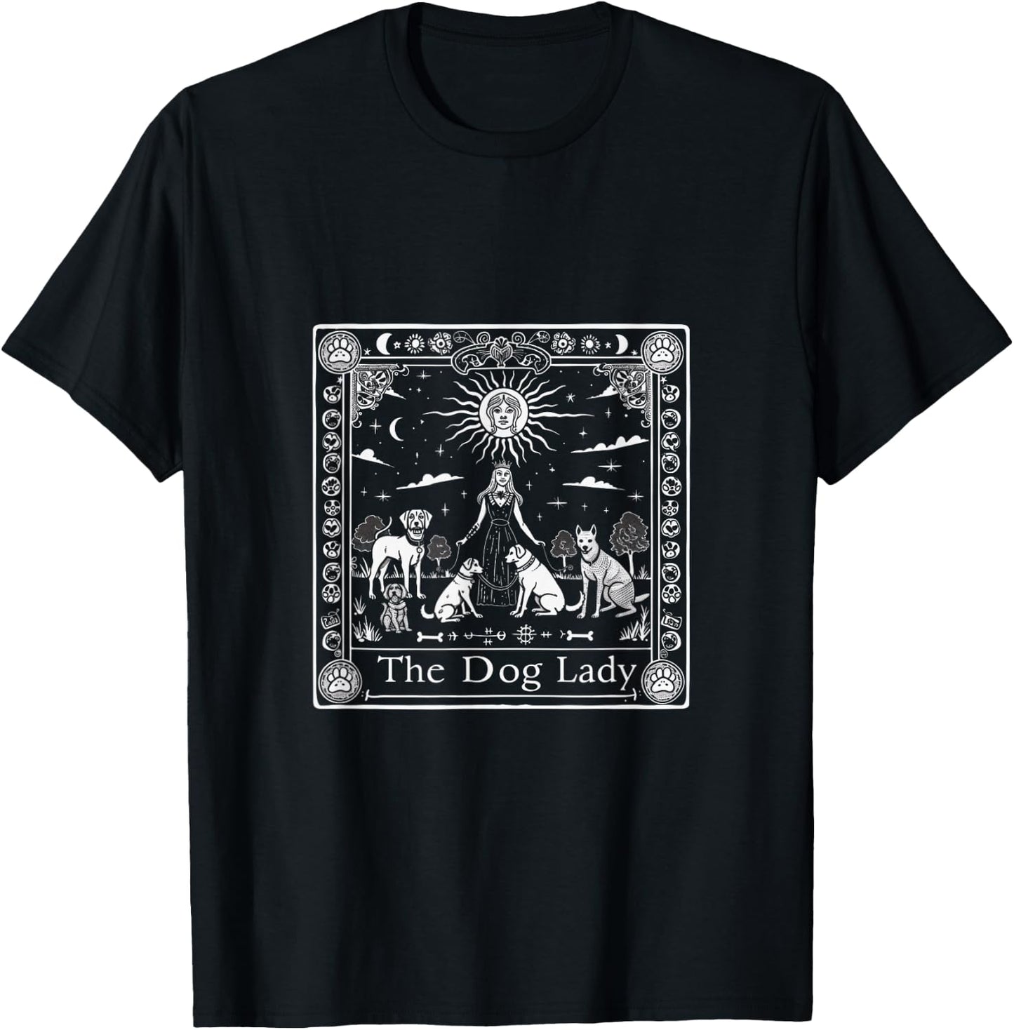 Tarot Dog Lady Vintage Pet Lover T-Shirt - T-Shirt | Black